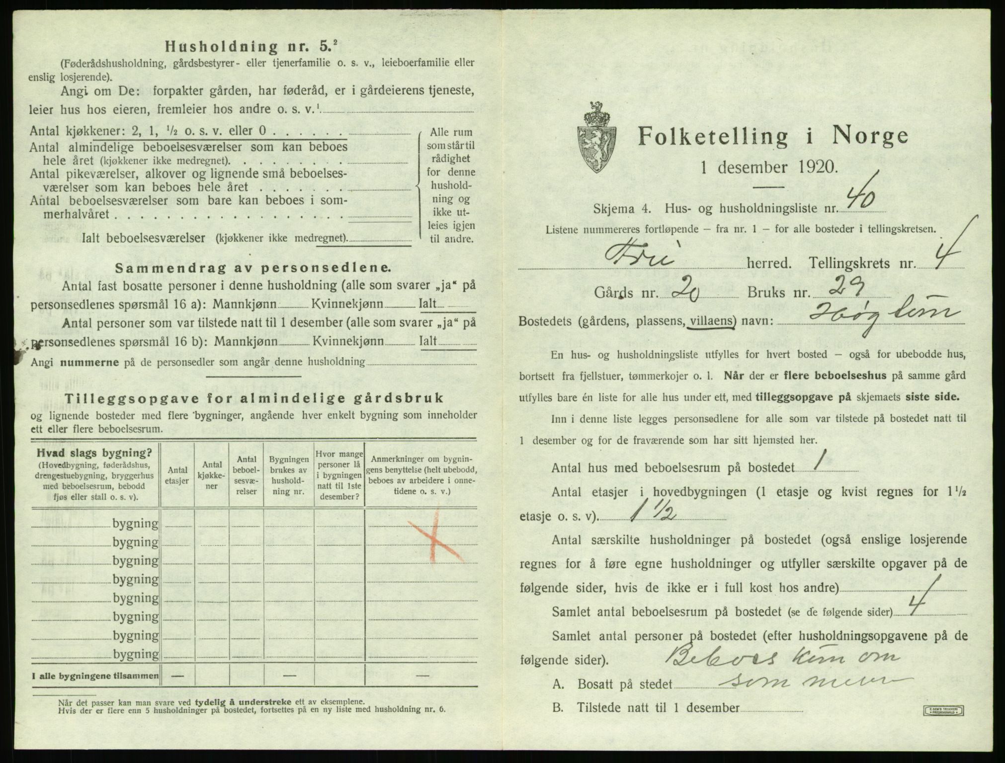 SAT, 1920 census for Frei, 1920, p. 405