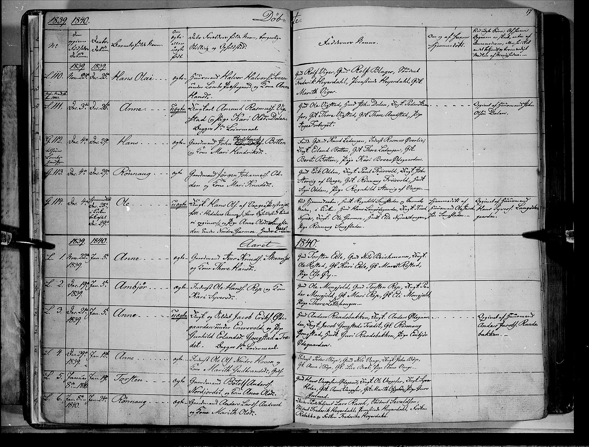 Lom prestekontor, SAH/PREST-070/K/L0006: Parish register (official) no. 6A, 1837-1863, p. 17