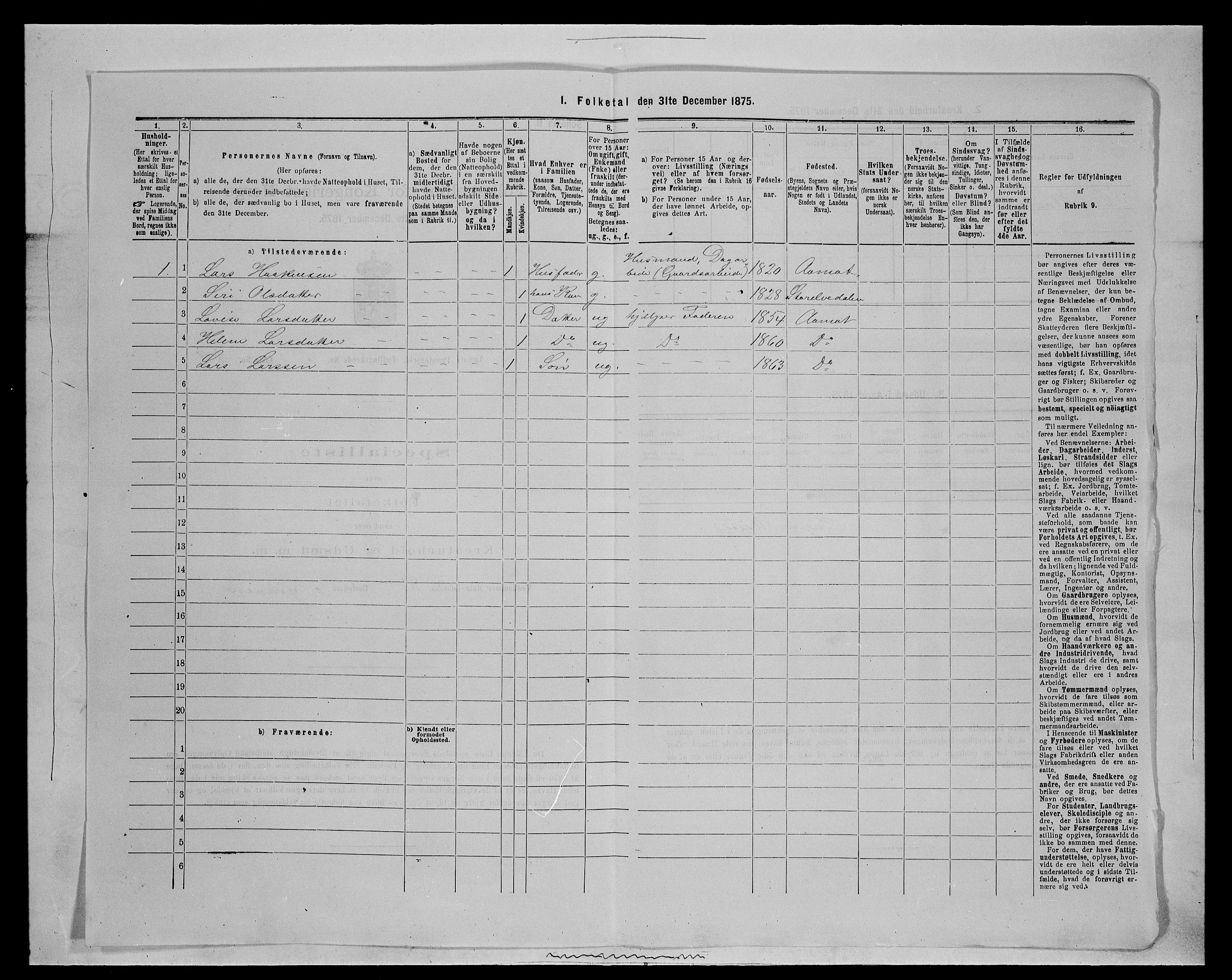 SAH, 1875 census for 0429P Åmot, 1875, p. 872