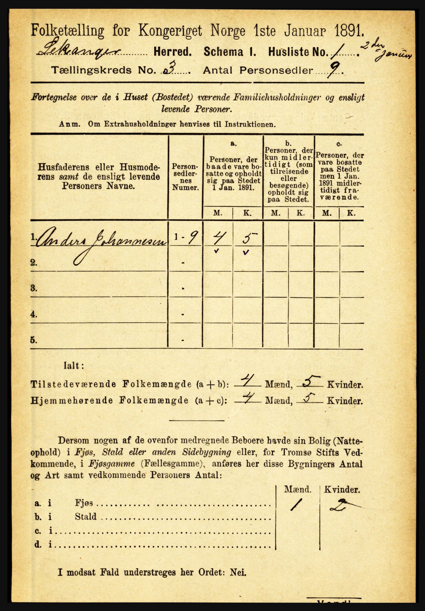 RA, 1891 census for 1419 Leikanger, 1891, p. 316