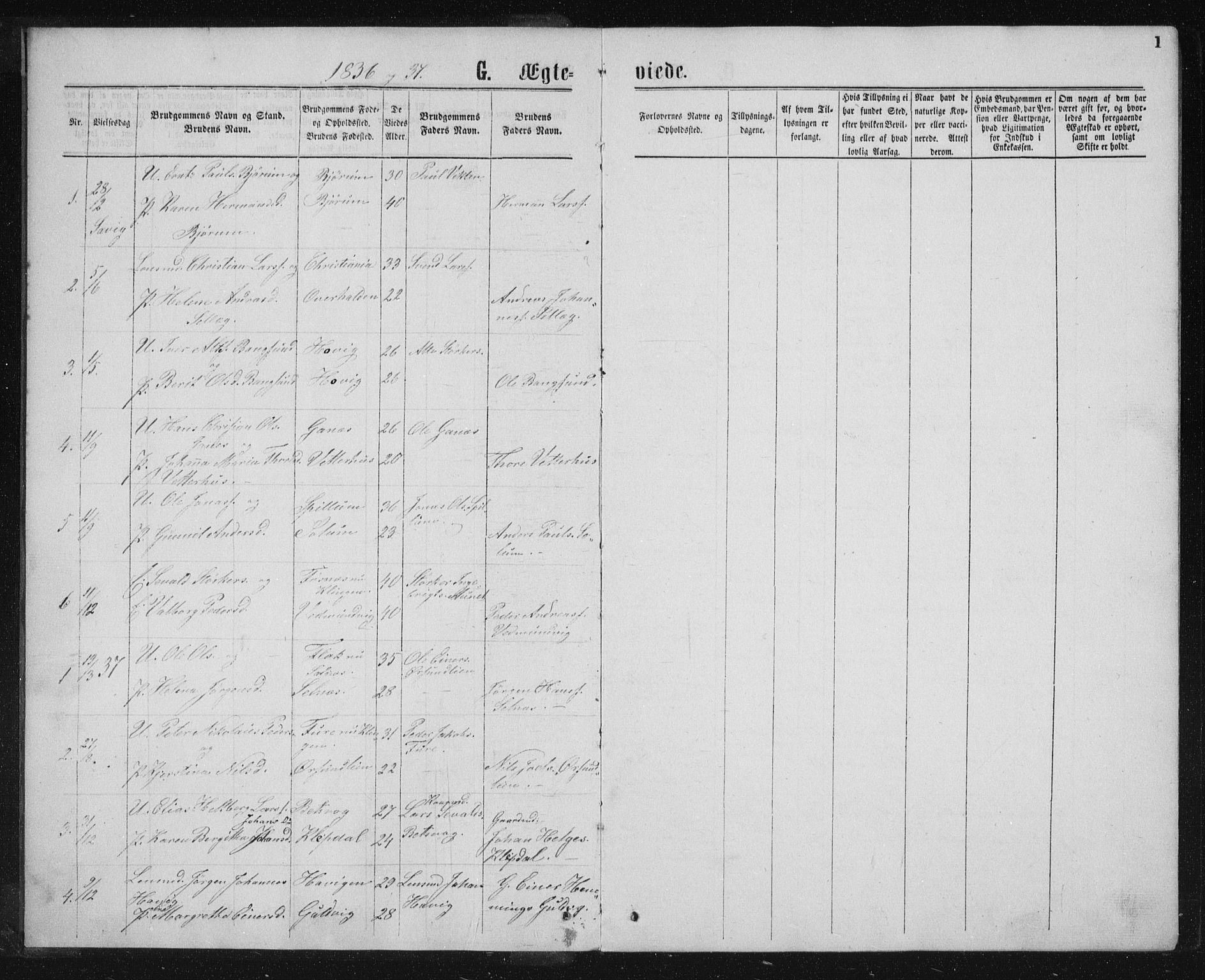 Ministerialprotokoller, klokkerbøker og fødselsregistre - Nord-Trøndelag, AV/SAT-A-1458/768/L0568: Parish register (official) no. 768A03, 1836-1865, p. 1