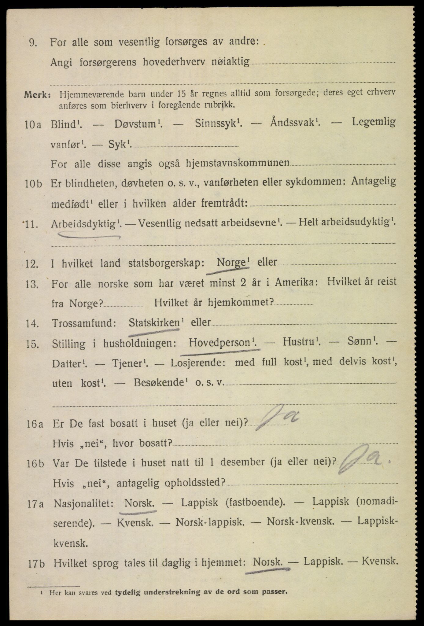 SAT, 1920 census for Gimsøy, 1920, p. 1300