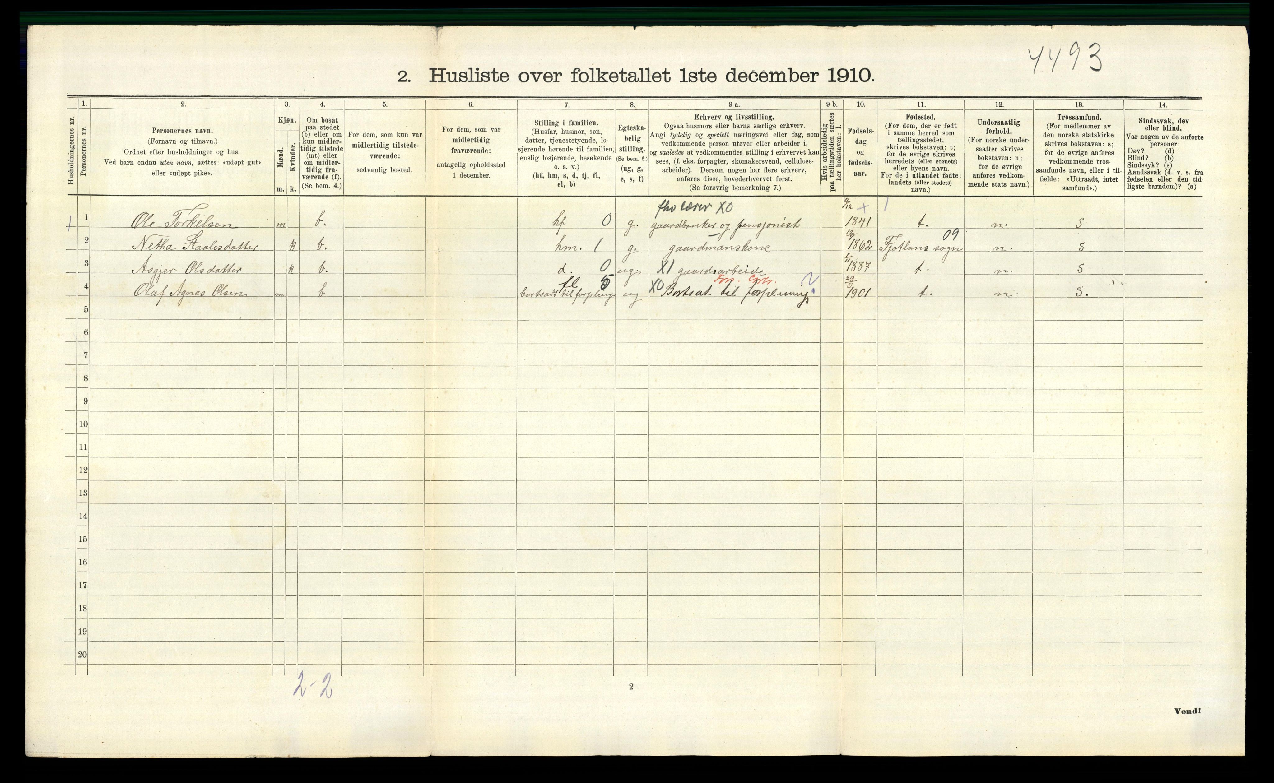 RA, 1910 census for Hægebostad, 1910, p. 576