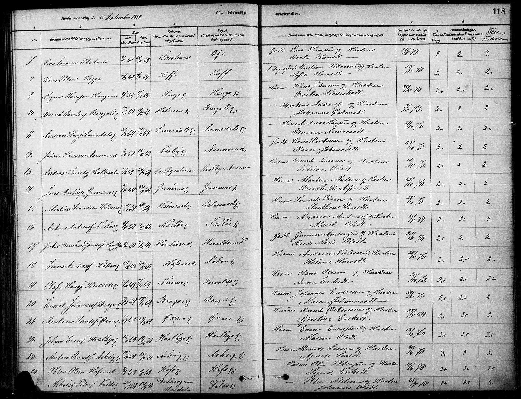 Søndre Land prestekontor, AV/SAH-PREST-122/K/L0003: Parish register (official) no. 3, 1878-1894, p. 118