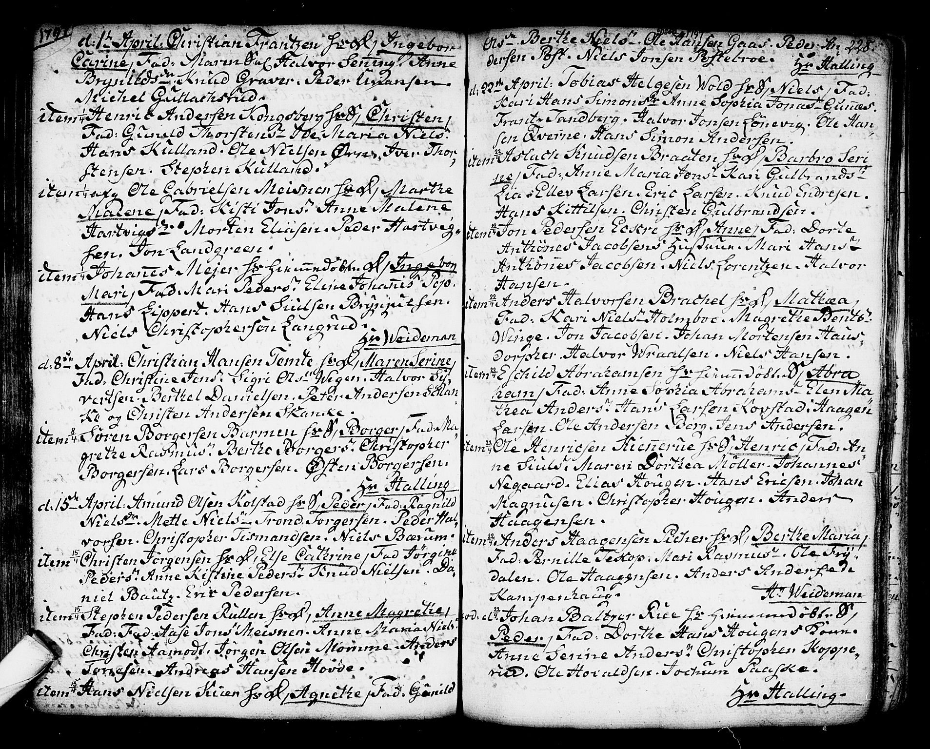 Kongsberg kirkebøker, SAKO/A-22/F/Fa/L0006: Parish register (official) no. I 6, 1783-1797, p. 228