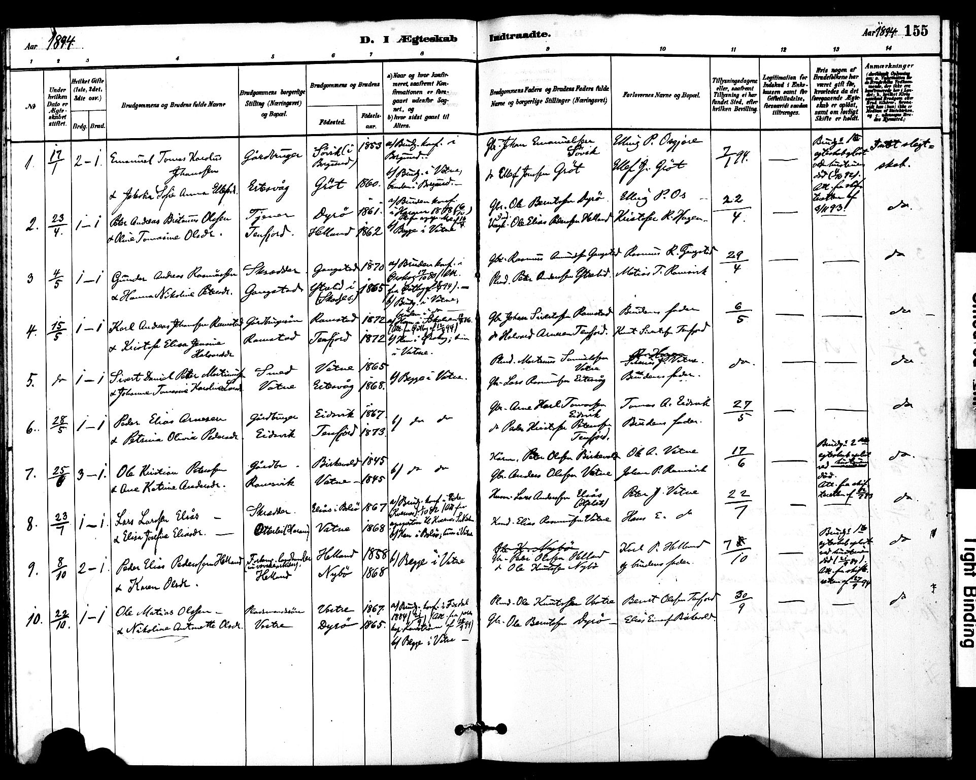 Ministerialprotokoller, klokkerbøker og fødselsregistre - Møre og Romsdal, SAT/A-1454/525/L0374: Parish register (official) no. 525A04, 1880-1899, p. 155