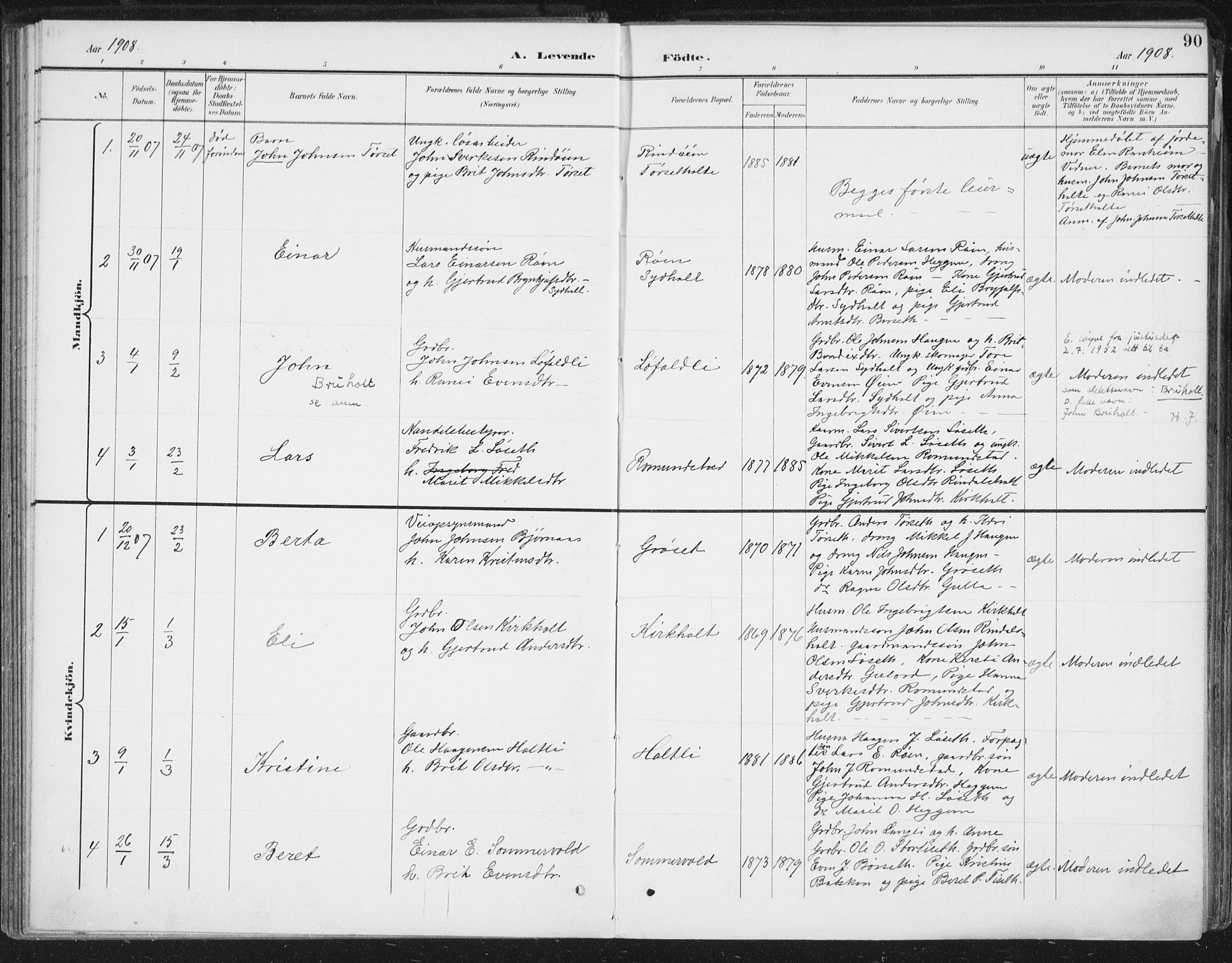 Ministerialprotokoller, klokkerbøker og fødselsregistre - Møre og Romsdal, AV/SAT-A-1454/598/L1072: Parish register (official) no. 598A06, 1896-1910, p. 90