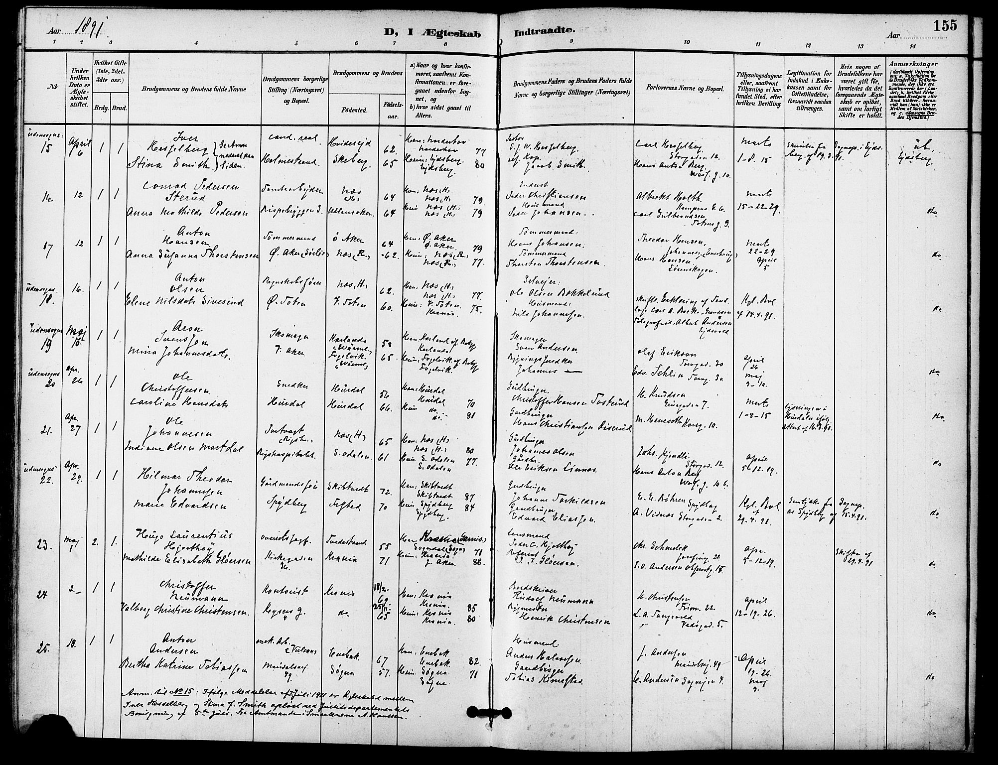 Gamle Aker prestekontor Kirkebøker, SAO/A-10617a/F/L0009: Parish register (official) no. 9, 1890-1898, p. 155