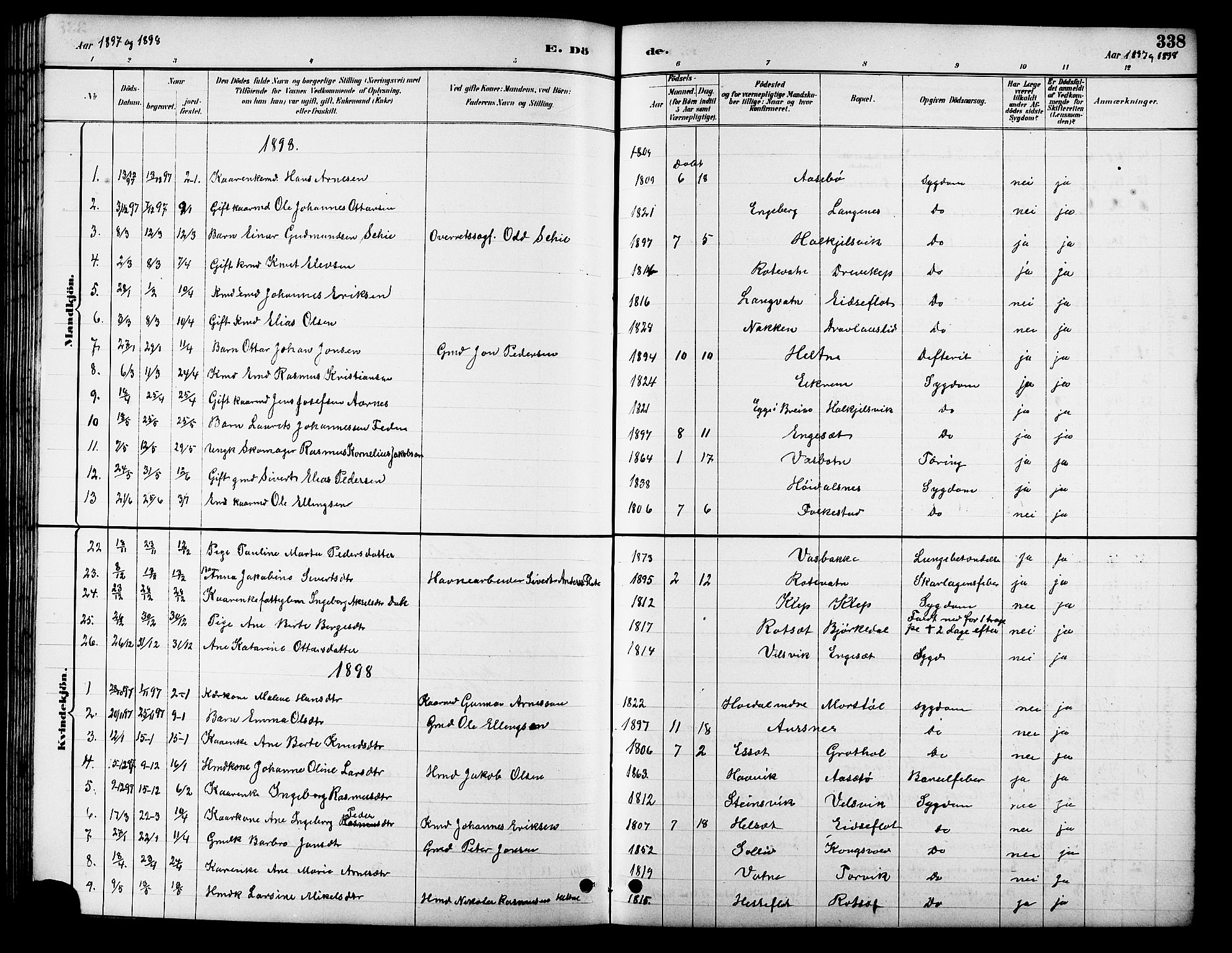 Ministerialprotokoller, klokkerbøker og fødselsregistre - Møre og Romsdal, AV/SAT-A-1454/511/L0158: Parish register (copy) no. 511C04, 1884-1903, p. 338