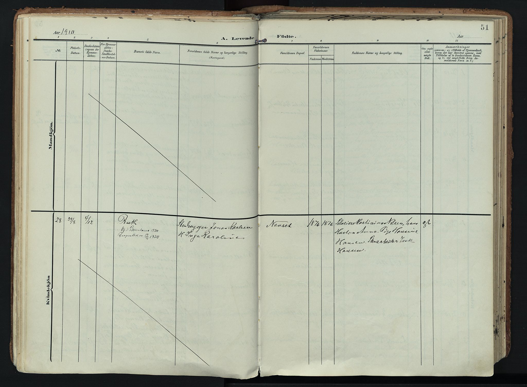 Hedrum kirkebøker, AV/SAKO-A-344/F/Fa/L0010: Parish register (official) no. I 10, 1904-1918, p. 51