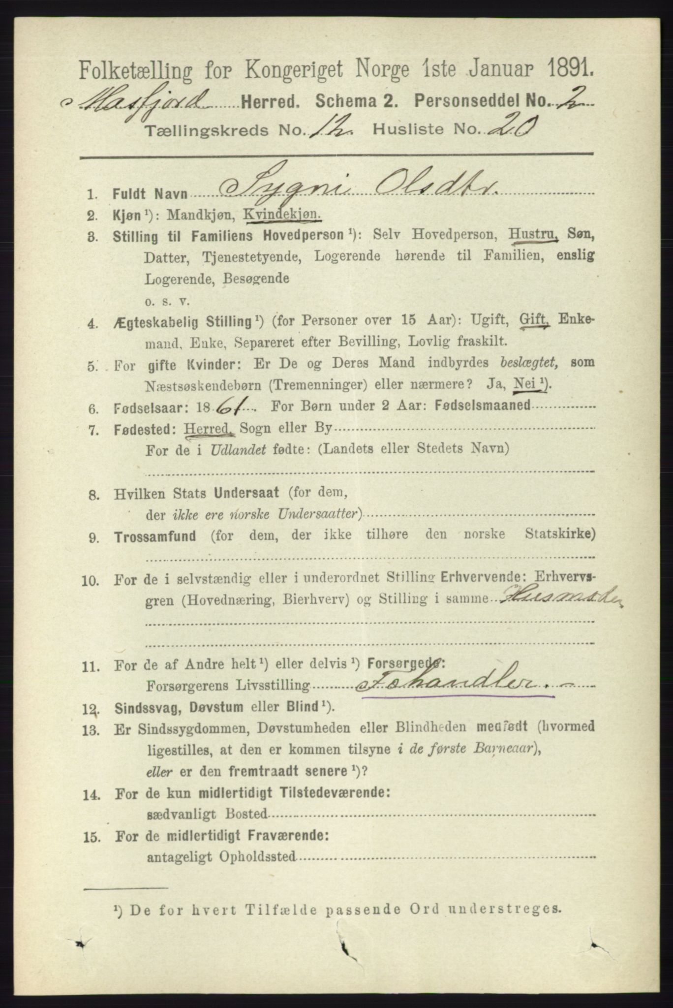 RA, 1891 census for 1266 Masfjorden, 1891, p. 2599