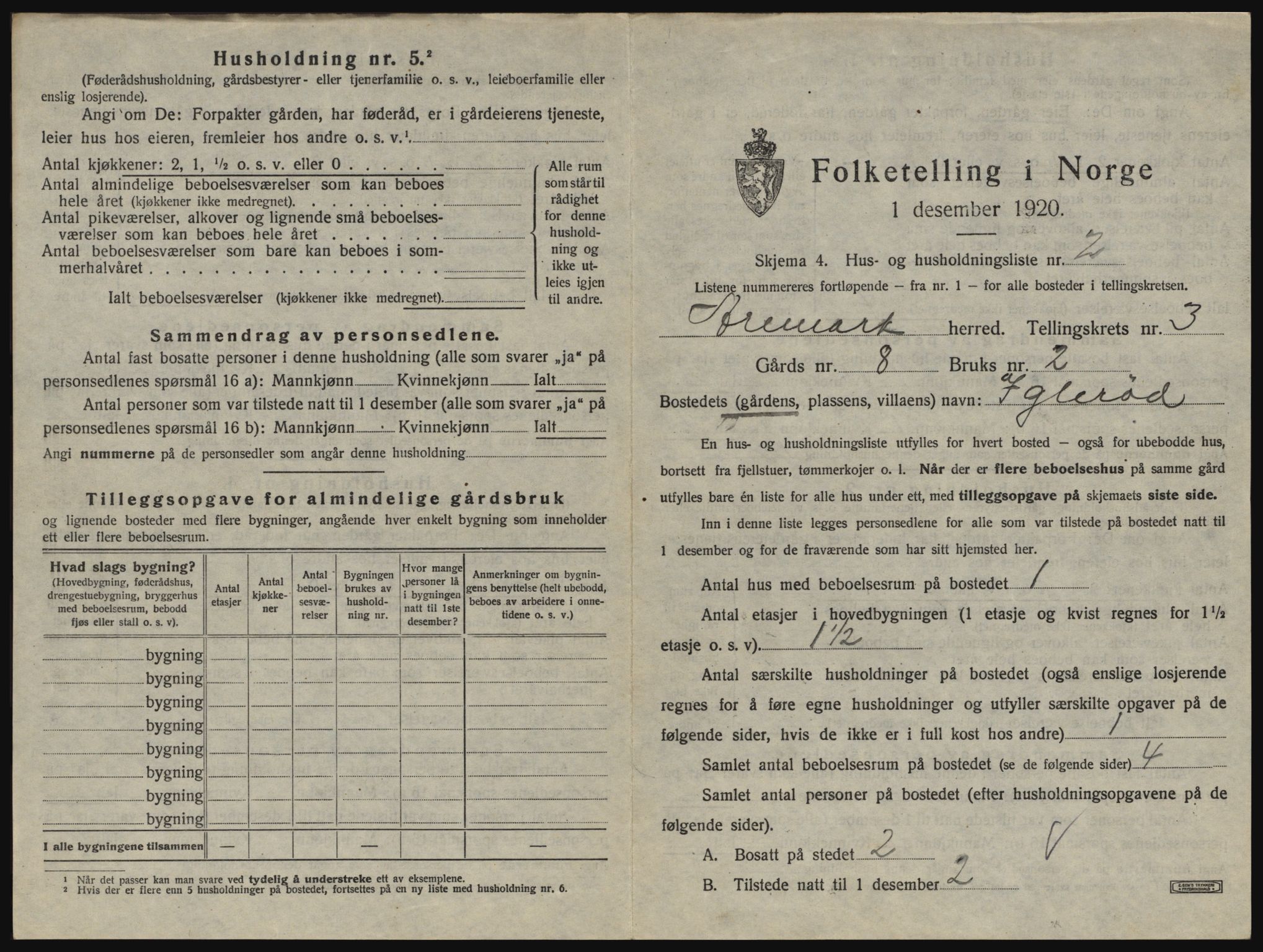 SAO, 1920 census for Aremark, 1920, p. 295