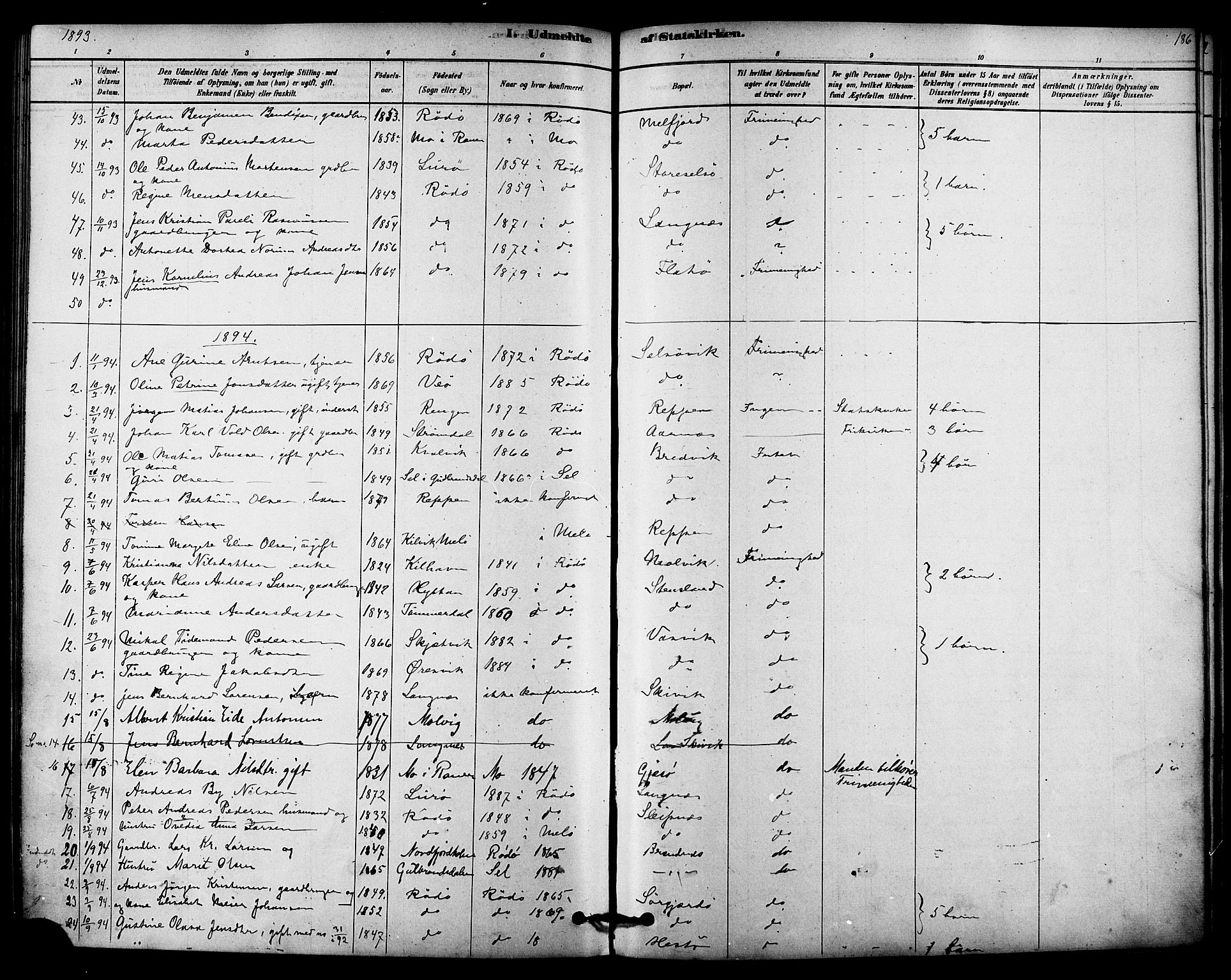 Ministerialprotokoller, klokkerbøker og fødselsregistre - Nordland, SAT/A-1459/841/L0609: Parish register (official) no. 841A13, 1878-1902, p. 186