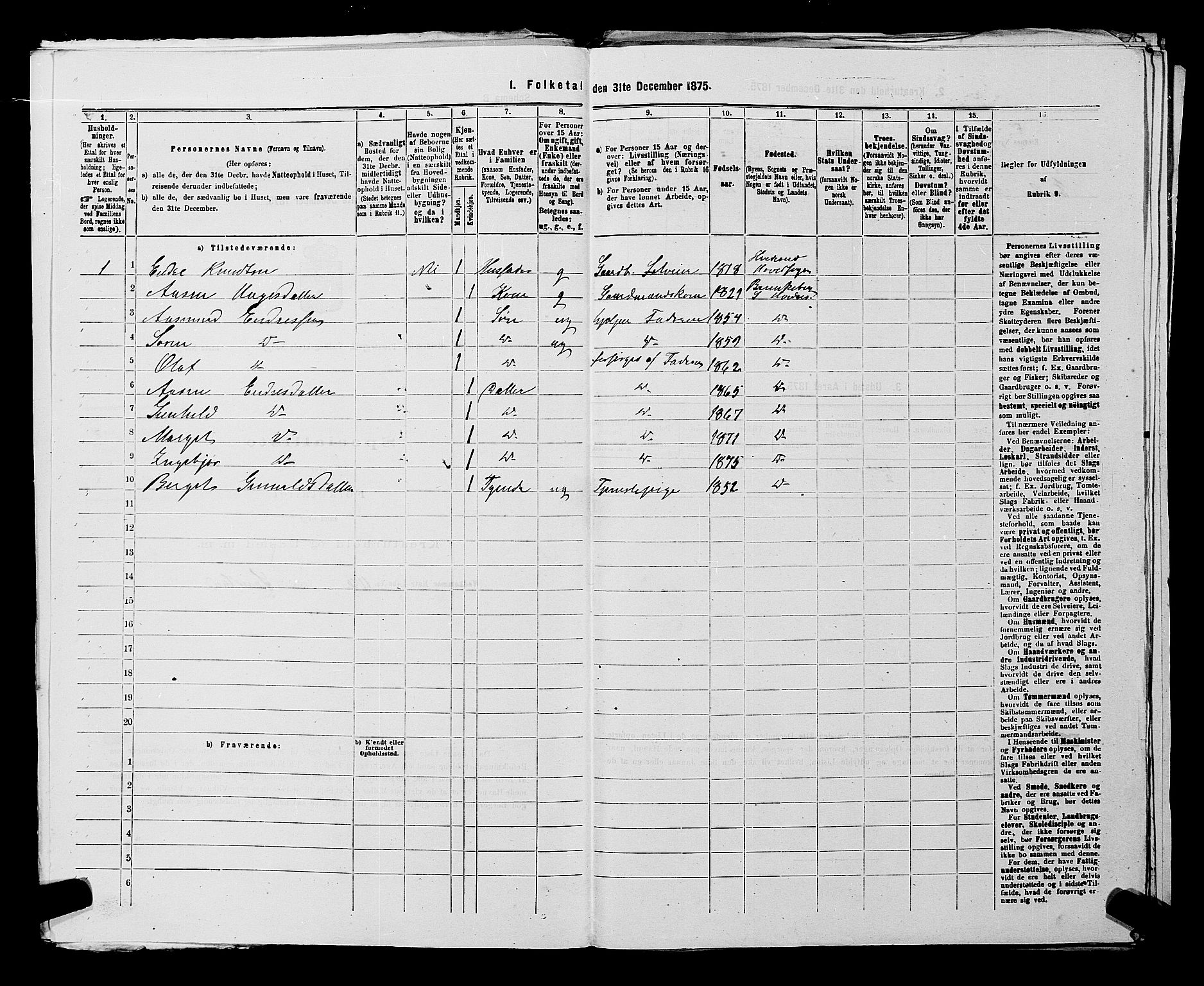 SAKO, 1875 census for 0829P Kviteseid, 1875, p. 892