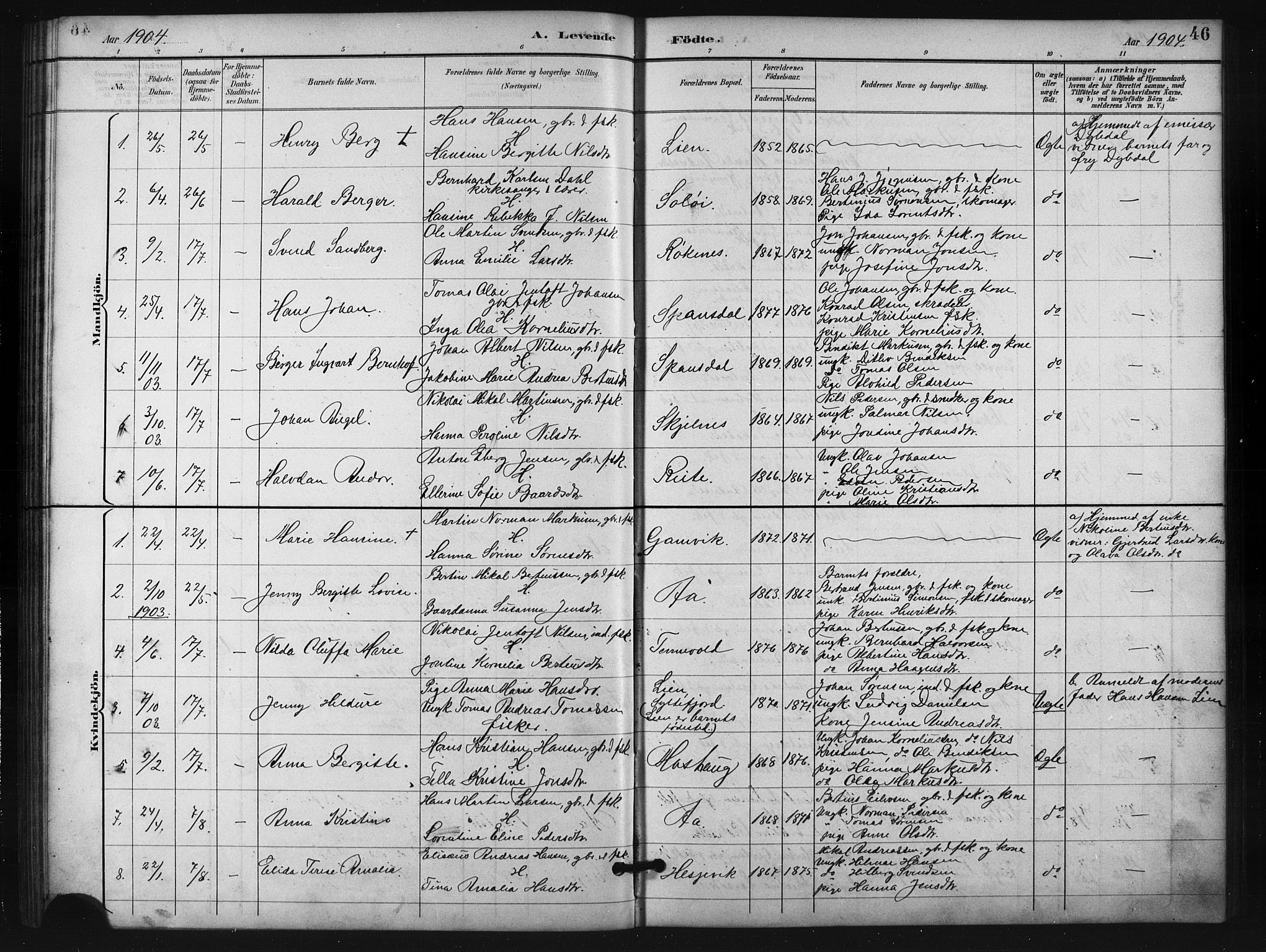 Salangen sokneprestembete, SATØ/S-1324/H/Ha/L0001klokker: Parish register (copy) no. 1, 1893-1910, p. 46
