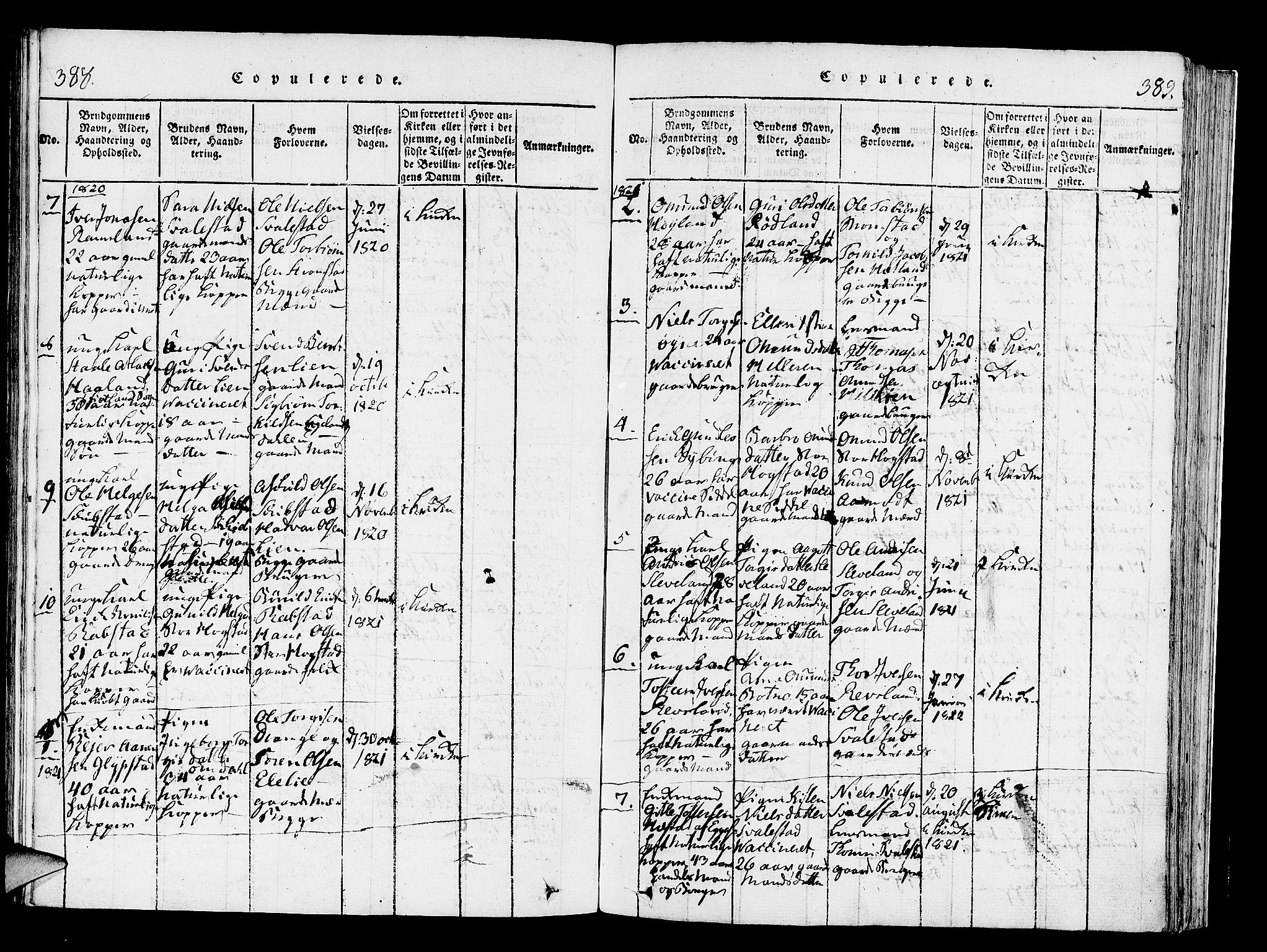Helleland sokneprestkontor, SAST/A-101810: Parish register (official) no. A 4, 1815-1834, p. 388-389