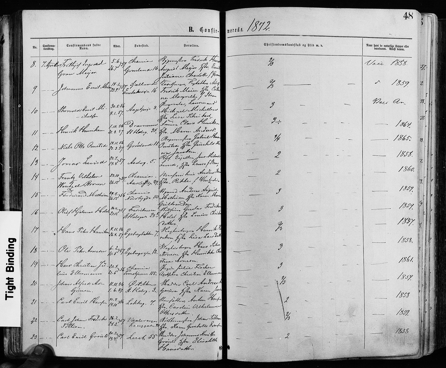 Grønland prestekontor Kirkebøker, AV/SAO-A-10848/F/Fa/L0005: Parish register (official) no. 5, 1869-1880, p. 48