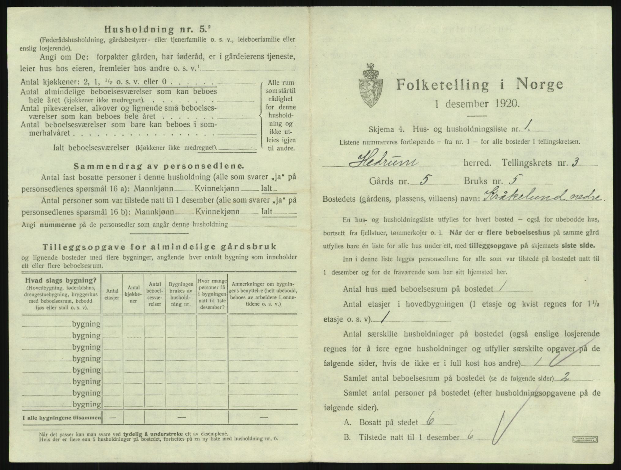 SAKO, 1920 census for Hedrum, 1920, p. 281