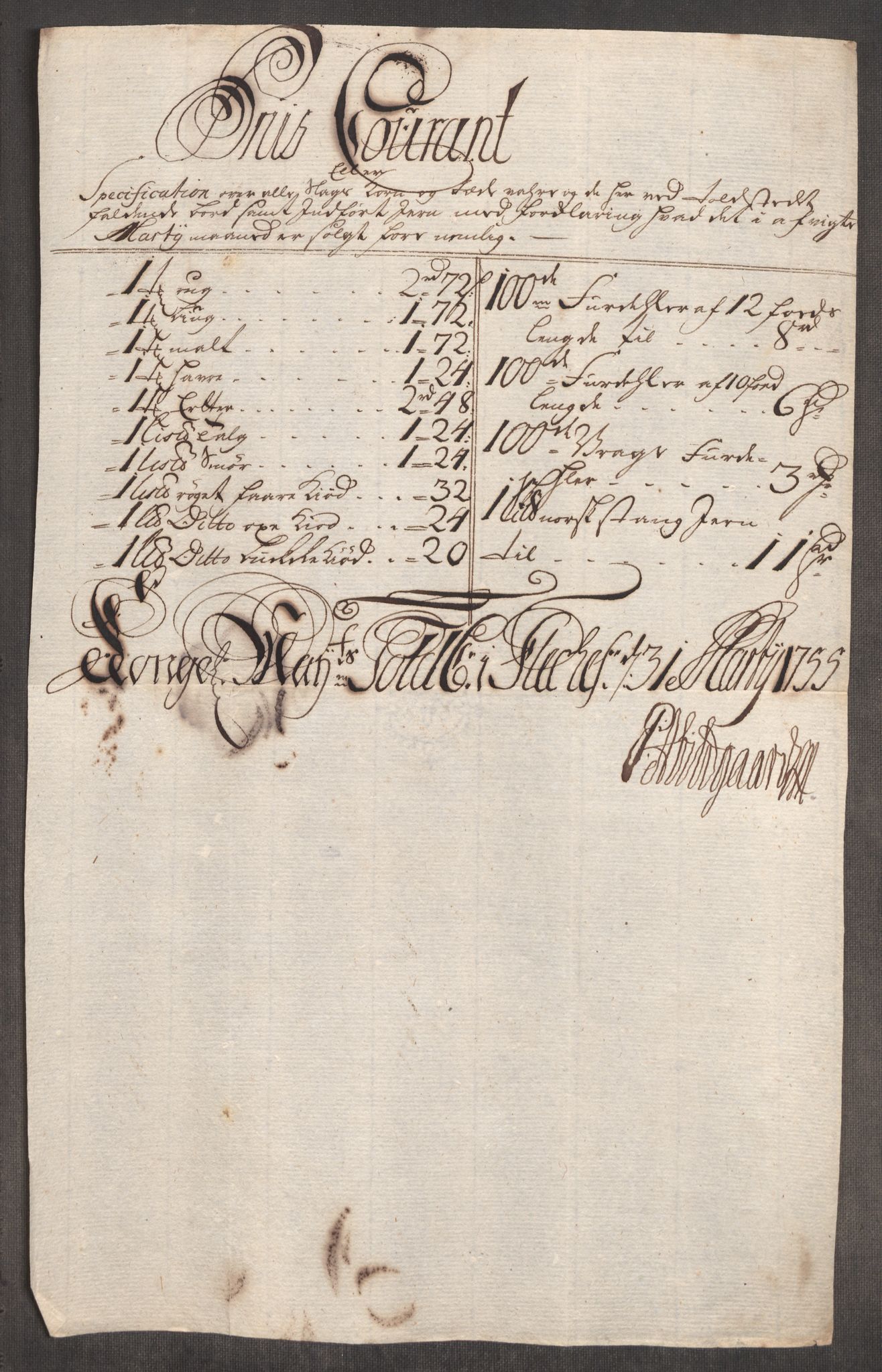 Rentekammeret inntil 1814, Realistisk ordnet avdeling, AV/RA-EA-4070/Oe/L0005: [Ø1]: Priskuranter, 1753-1757, p. 569