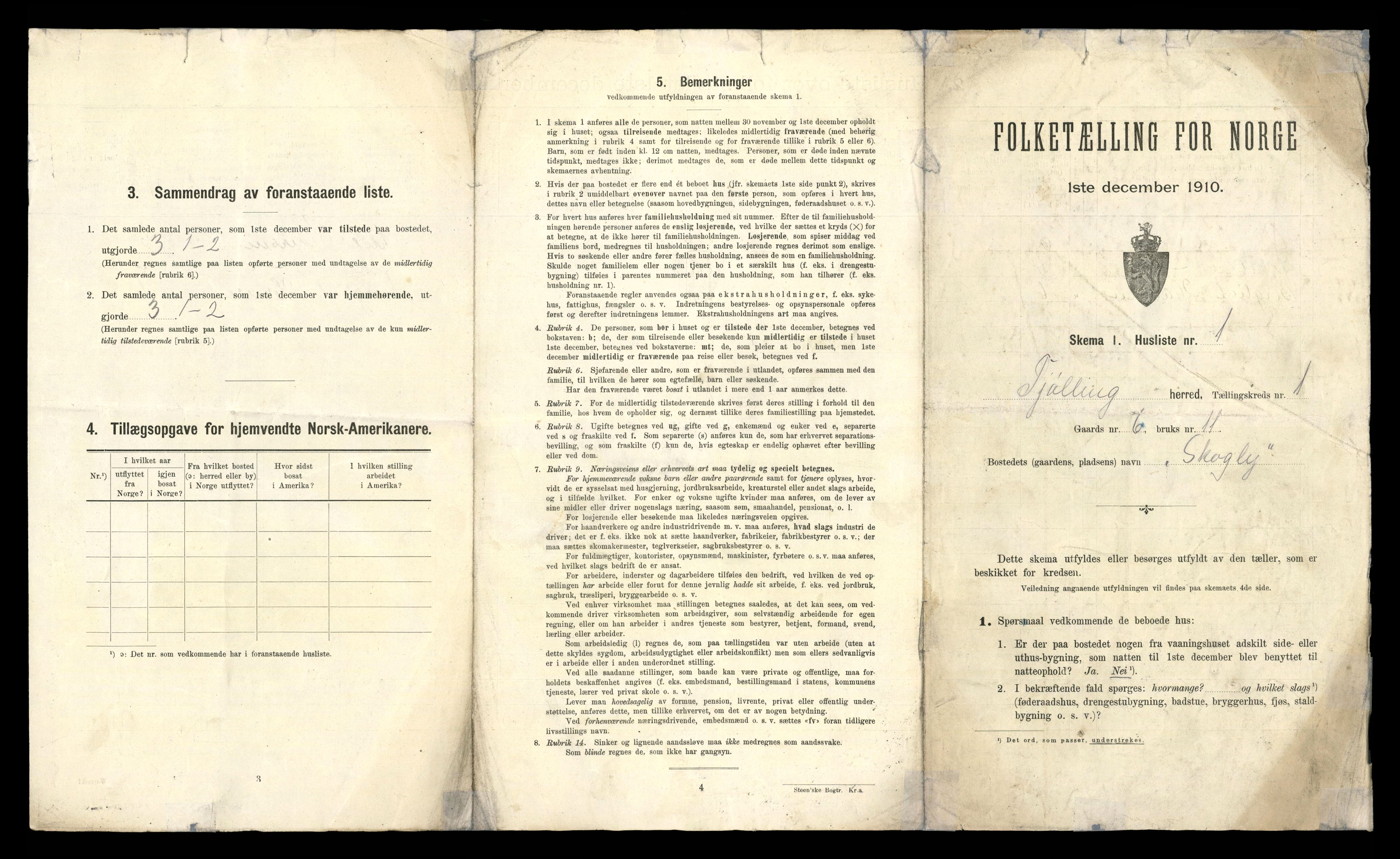 RA, 1910 census for Tjølling, 1910, p. 39