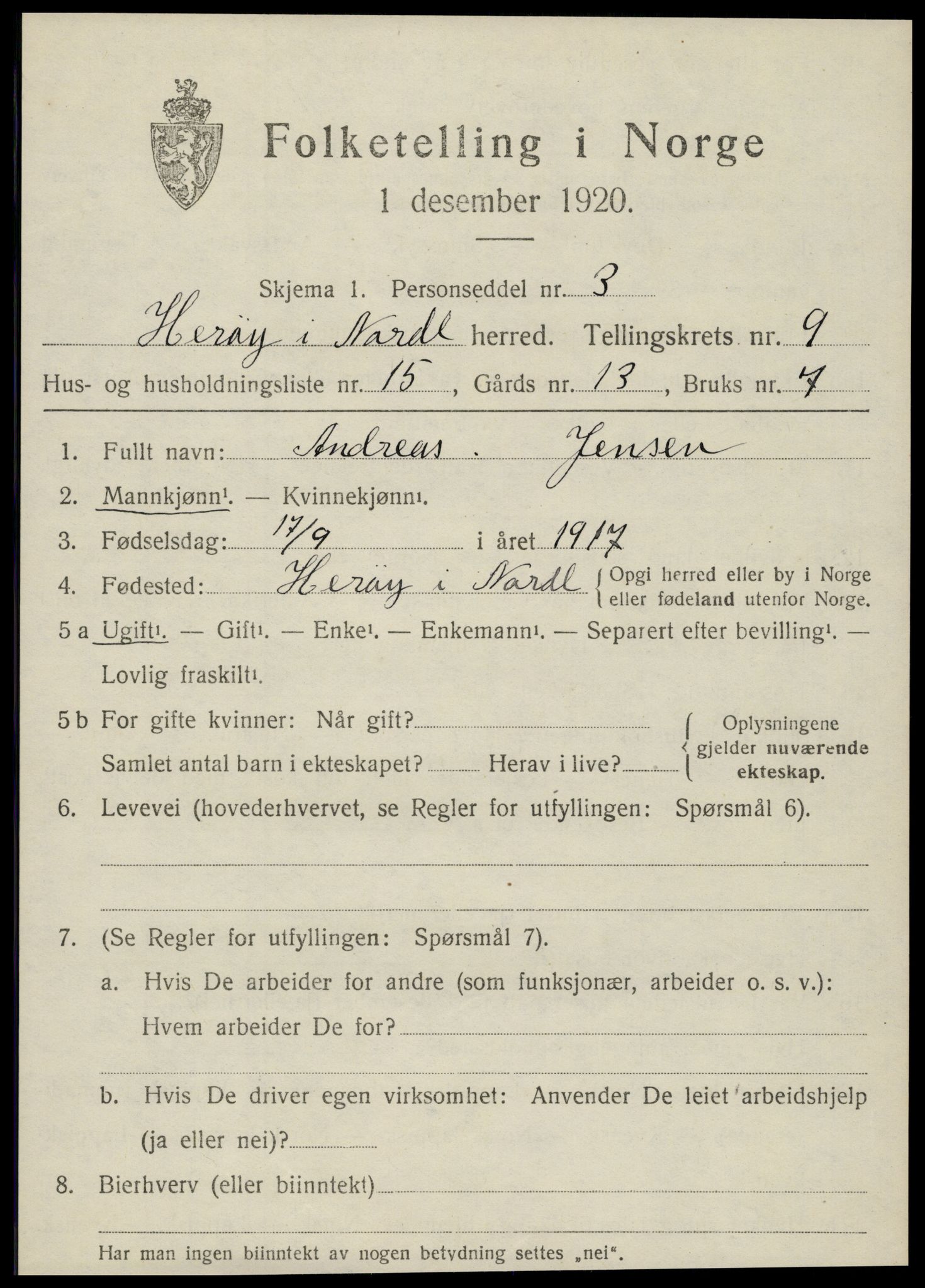 SAT, 1920 census for Herøy, 1920, p. 5600