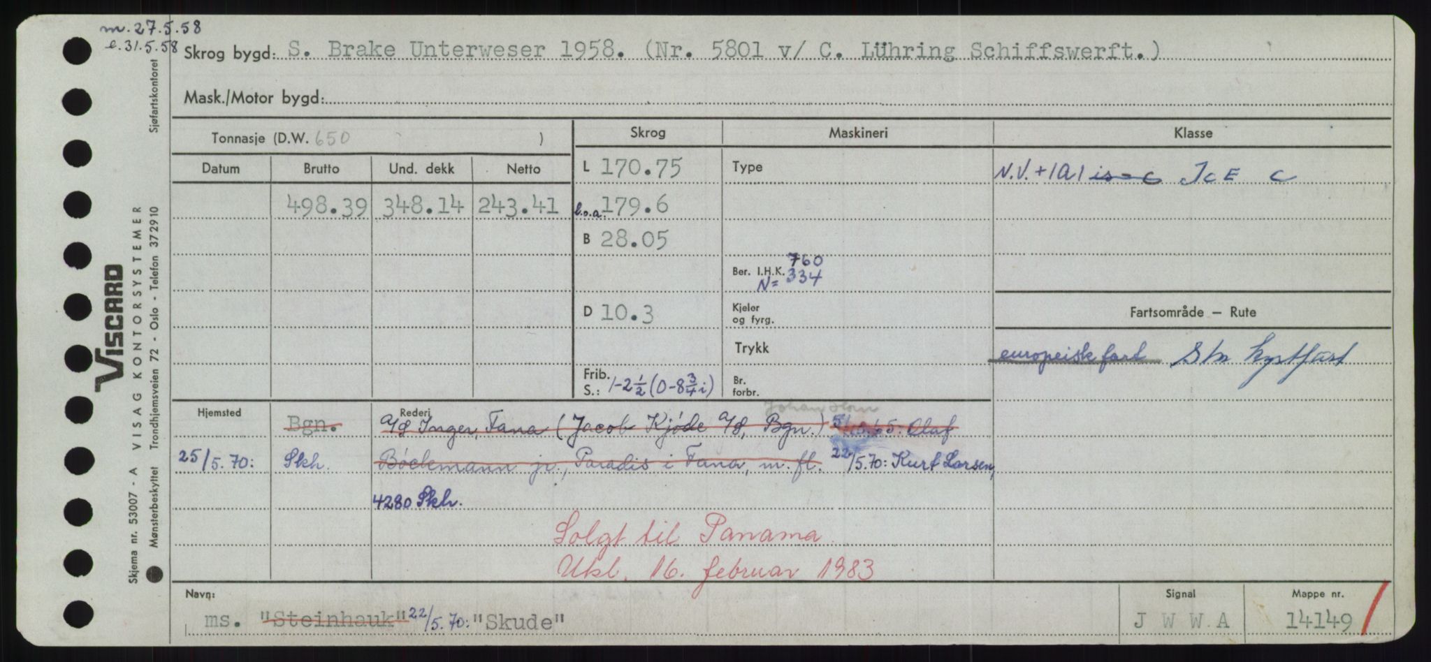 Sjøfartsdirektoratet med forløpere, Skipsmålingen, AV/RA-S-1627/H/Hd/L0034: Fartøy, Sk-Slå, p. 299