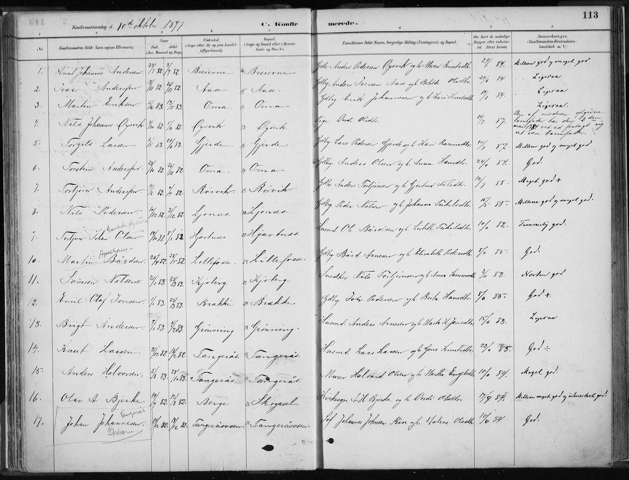 Strandebarm sokneprestembete, AV/SAB-A-78401/H/Haa: Parish register (official) no. B  1, 1886-1908, p. 113