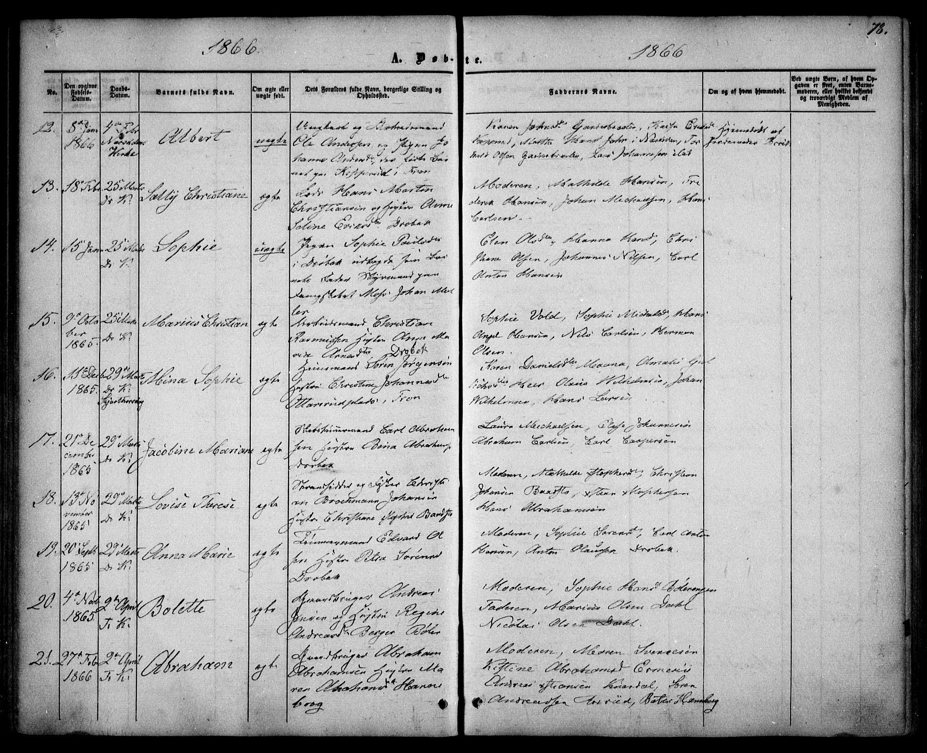 Drøbak prestekontor Kirkebøker, AV/SAO-A-10142a/F/Fa/L0002: Parish register (official) no. I 2, 1858-1870, p. 78