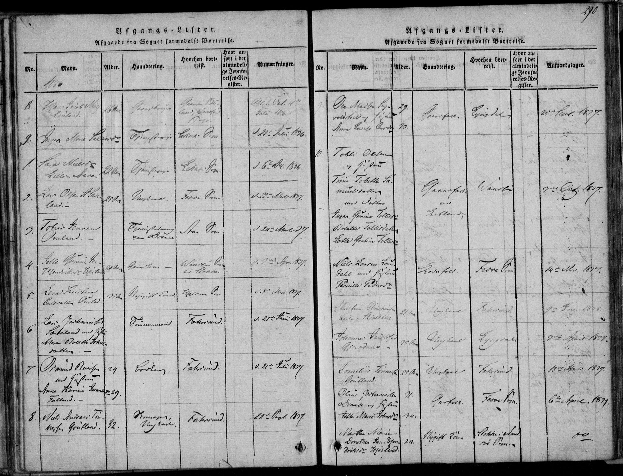 Herad sokneprestkontor, AV/SAK-1111-0018/F/Fa/Faa/L0003: Parish register (official) no. A 3, 1816-1844, p. 290