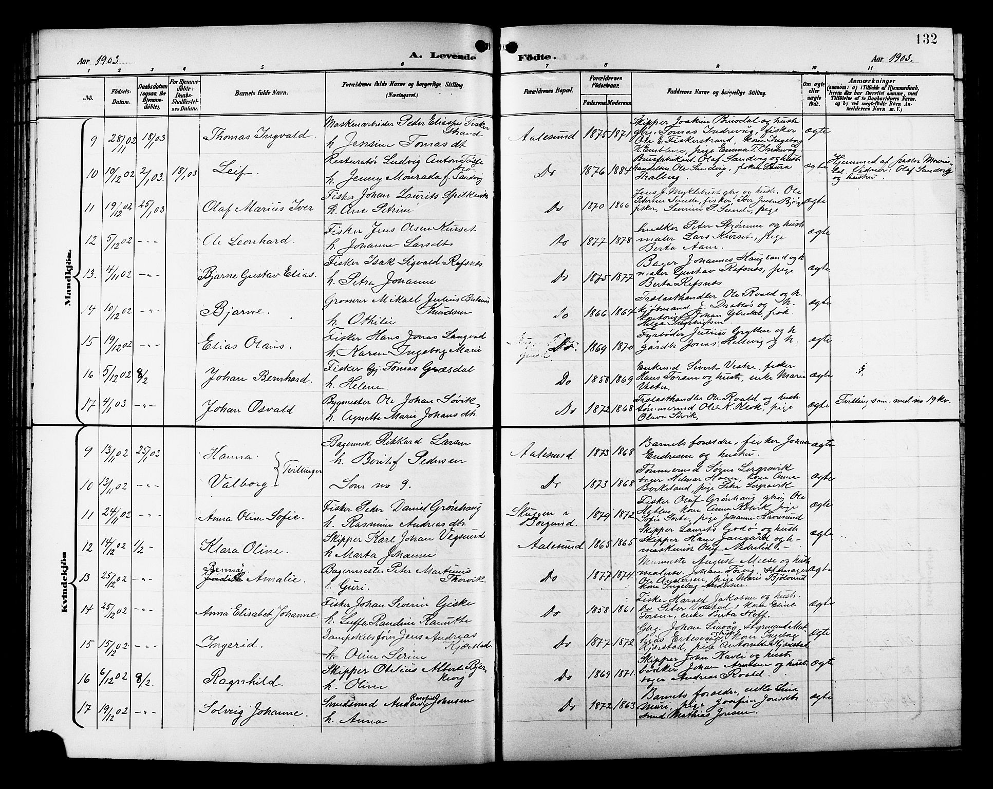 Ministerialprotokoller, klokkerbøker og fødselsregistre - Møre og Romsdal, AV/SAT-A-1454/529/L0468: Parish register (copy) no. 529C05, 1897-1908, p. 132