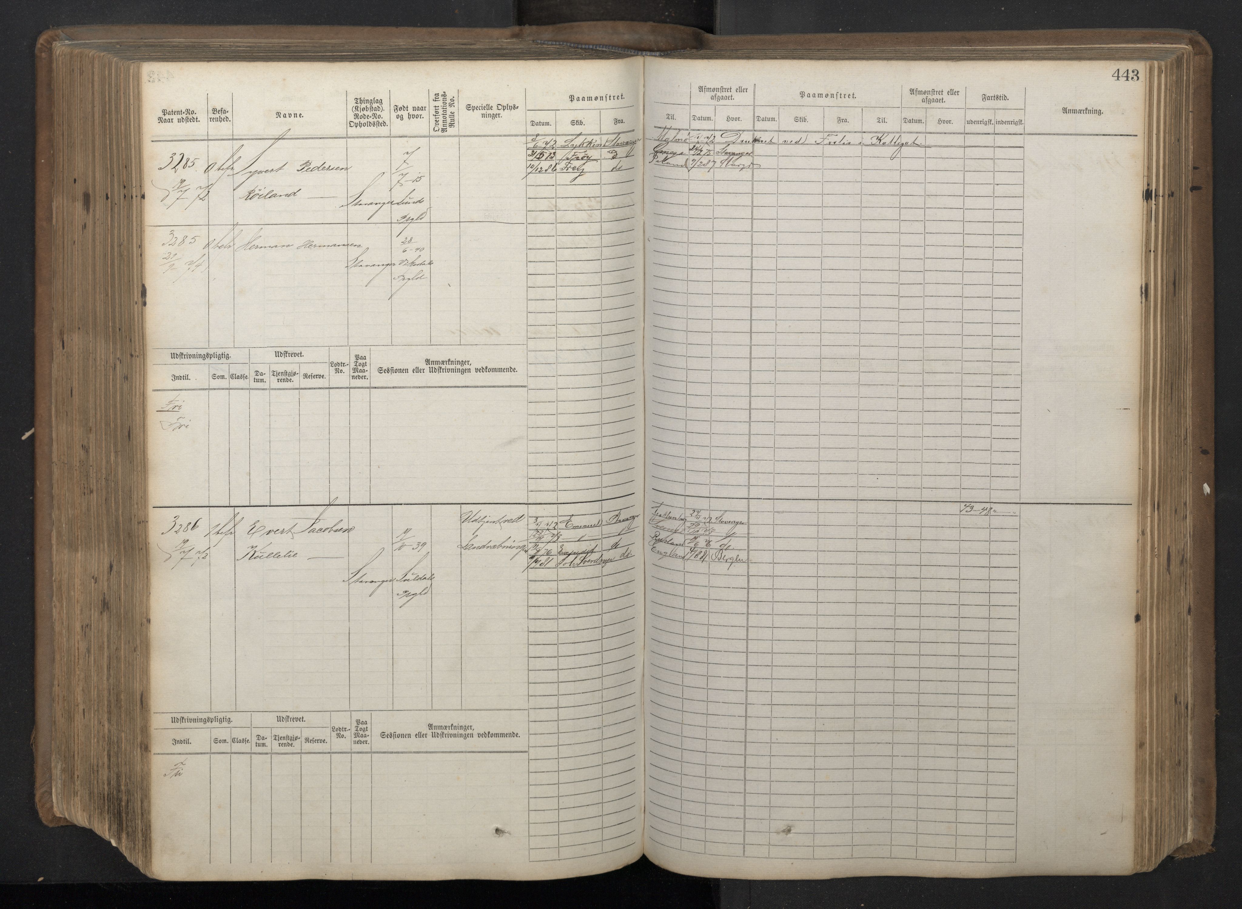 Stavanger sjømannskontor, AV/SAST-A-102006/F/Fb/Fbb/L0018: Sjøfartshovedrulle patnentnr. 2402-3602 (dublett), 1869, p. 447