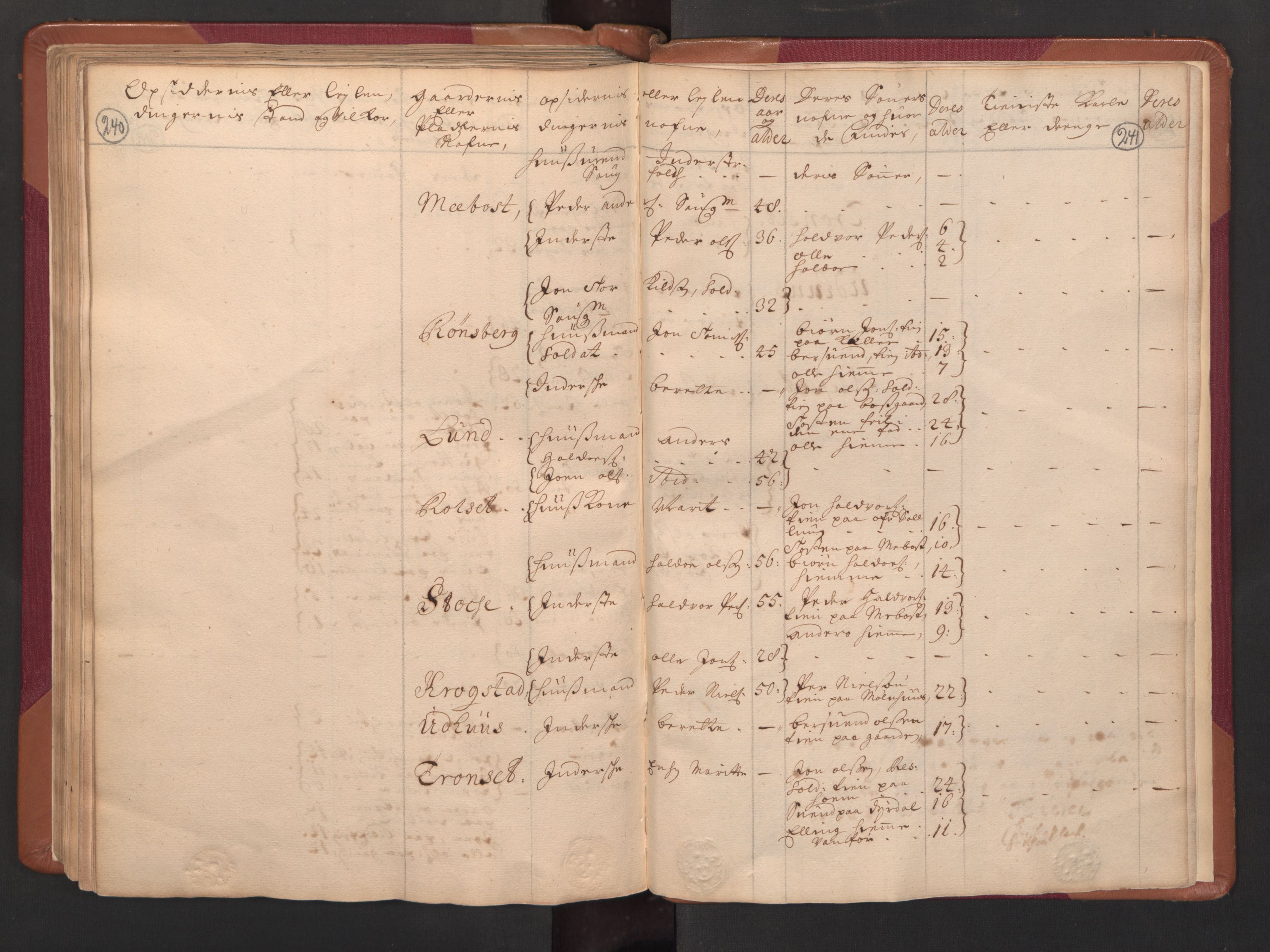 RA, Census (manntall) 1701, no. 14: Strinda and Selbu fogderi, 1701, p. 240-241