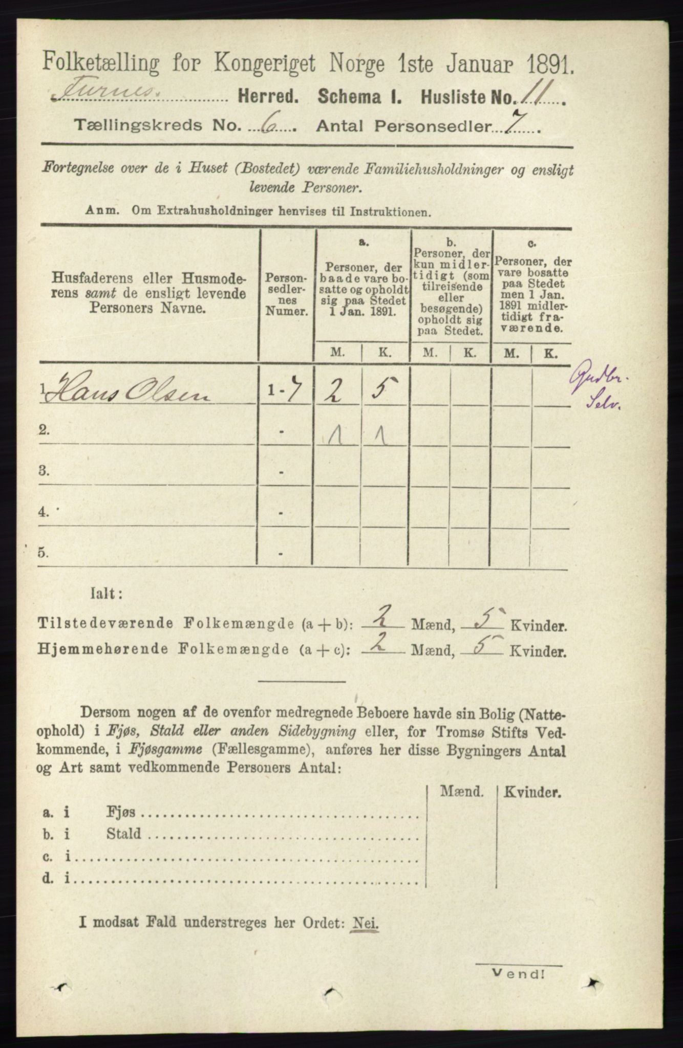 RA, Census 1891 for 0413 Furnes herred, 1891, p. 4067