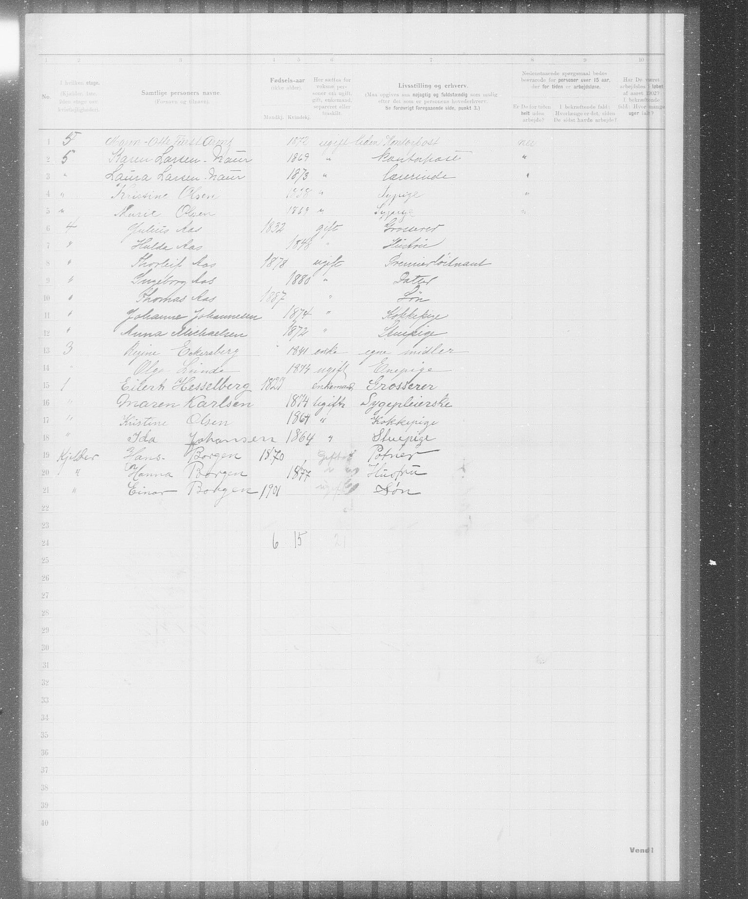 OBA, Municipal Census 1902 for Kristiania, 1902, p. 20396