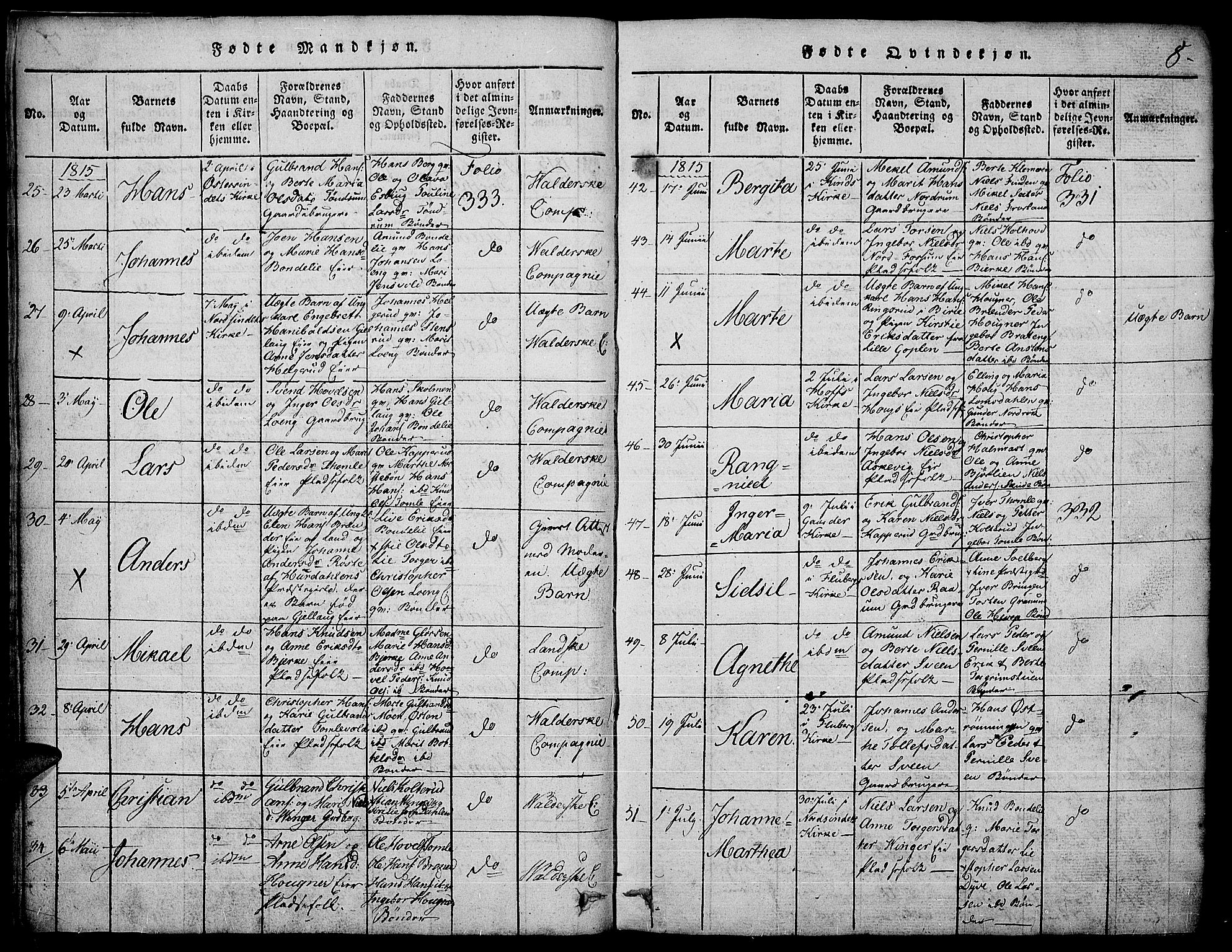 Land prestekontor, AV/SAH-PREST-120/H/Ha/Hab/L0001: Parish register (copy) no. 1, 1814-1833, p. 8