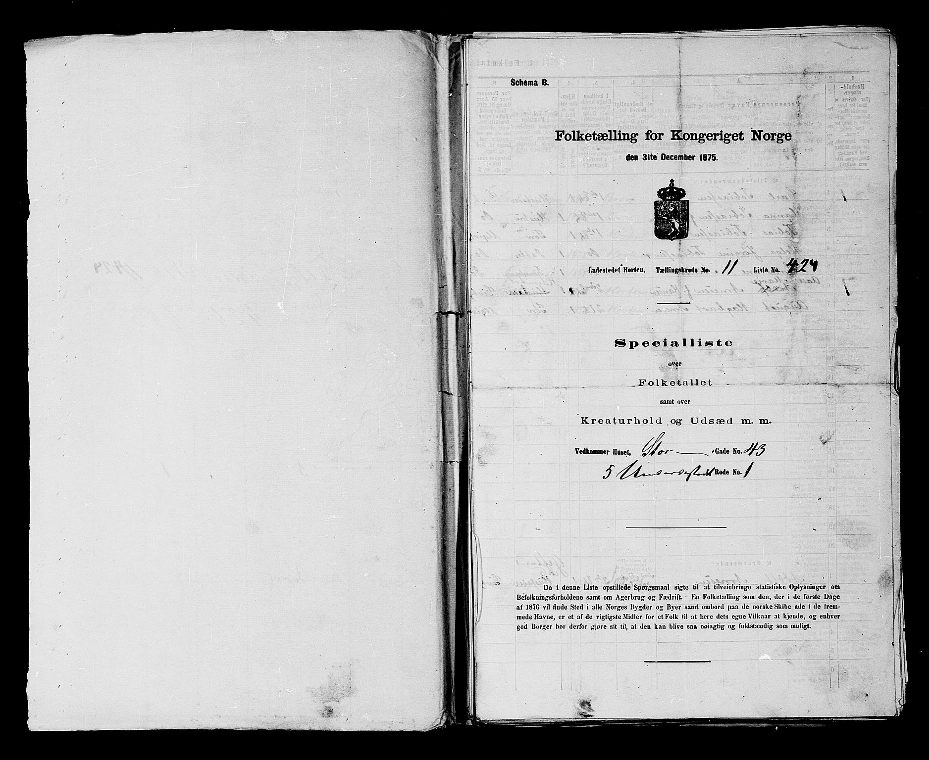 SAKO, 1875 census for 0703P Horten, 1875, p. 955