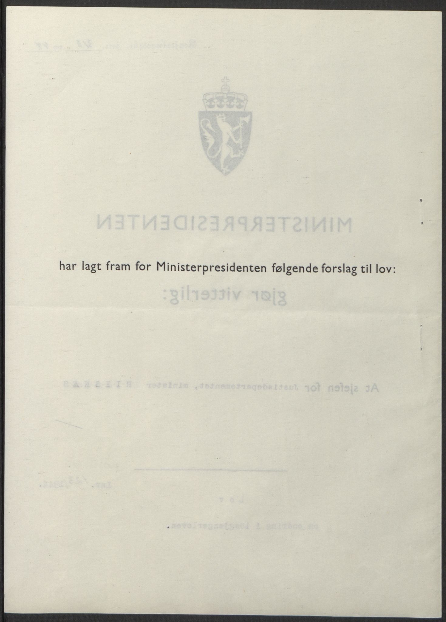 NS-administrasjonen 1940-1945 (Statsrådsekretariatet, de kommisariske statsråder mm), AV/RA-S-4279/D/Db/L0100: Lover, 1944, p. 583