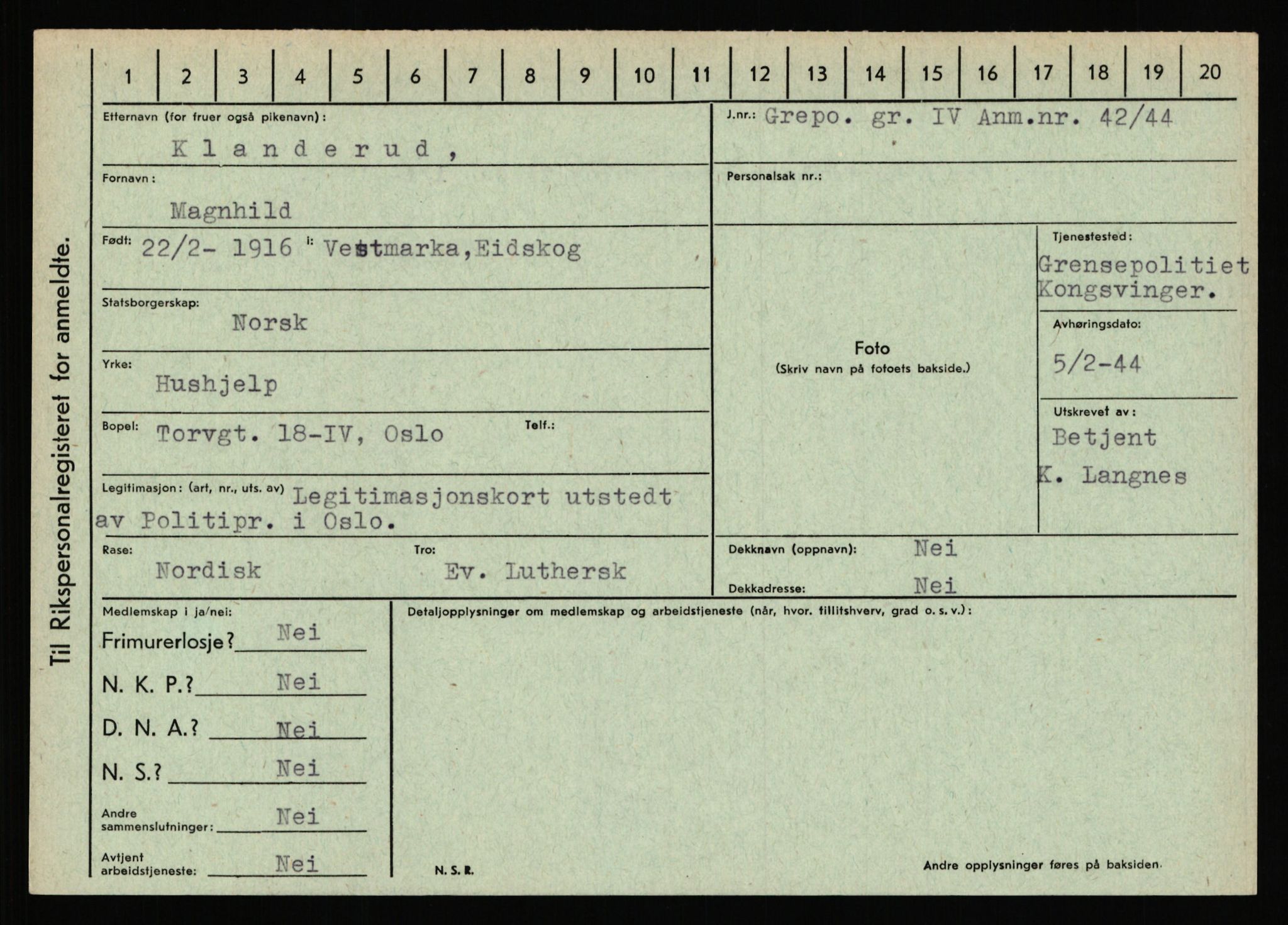 Statspolitiet - Hovedkontoret / Osloavdelingen, AV/RA-S-1329/C/Ca/L0008: Johan(nes)sen - Knoph, 1943-1945, p. 4721