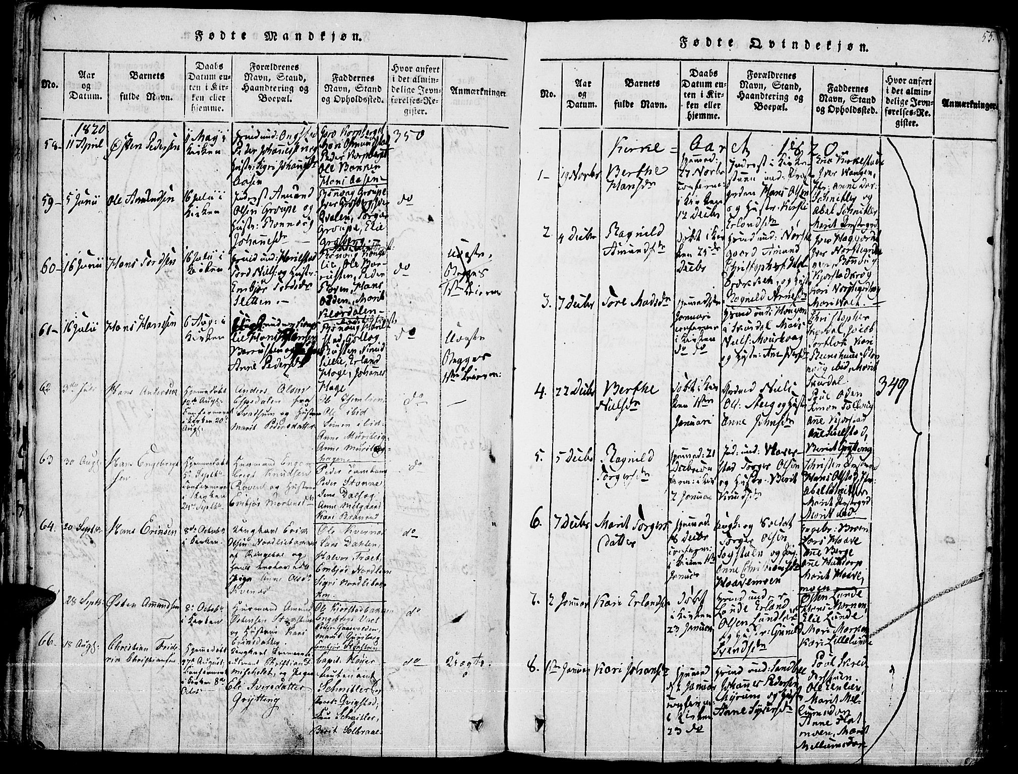 Fron prestekontor, SAH/PREST-078/H/Ha/Haa/L0002: Parish register (official) no. 2, 1816-1827, p. 55