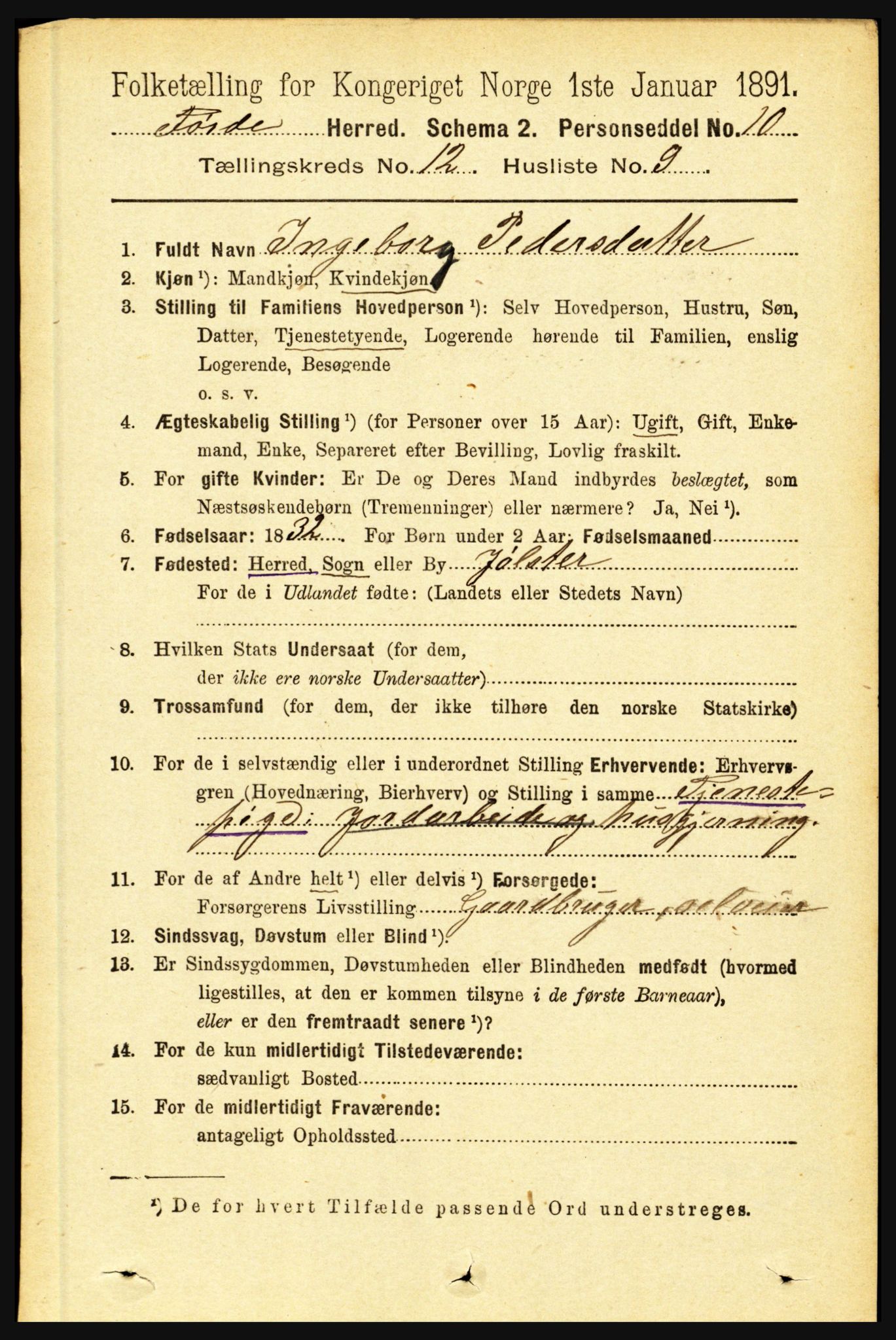 RA, 1891 census for 1432 Førde, 1891, p. 4341