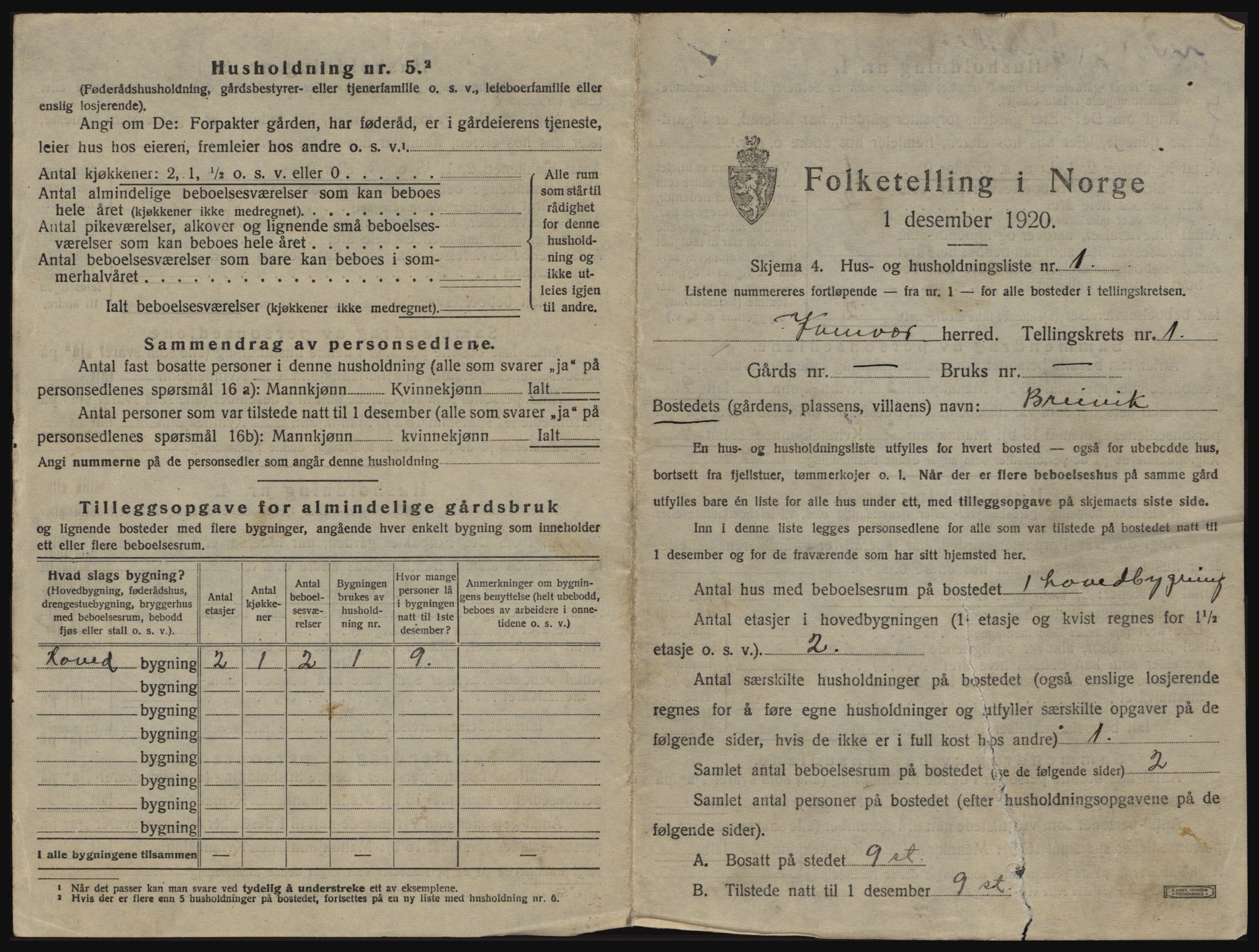 SAT, 1920 census for Kvenvær, 1920, p. 28