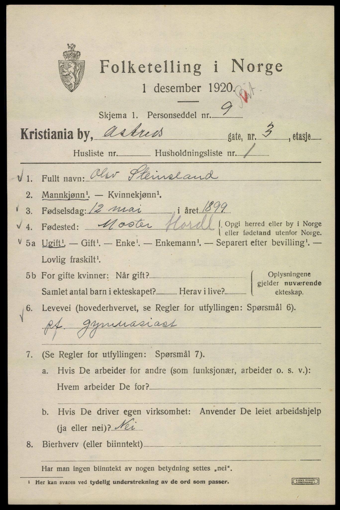 SAO, 1920 census for Kristiania, 1920, p. 146811