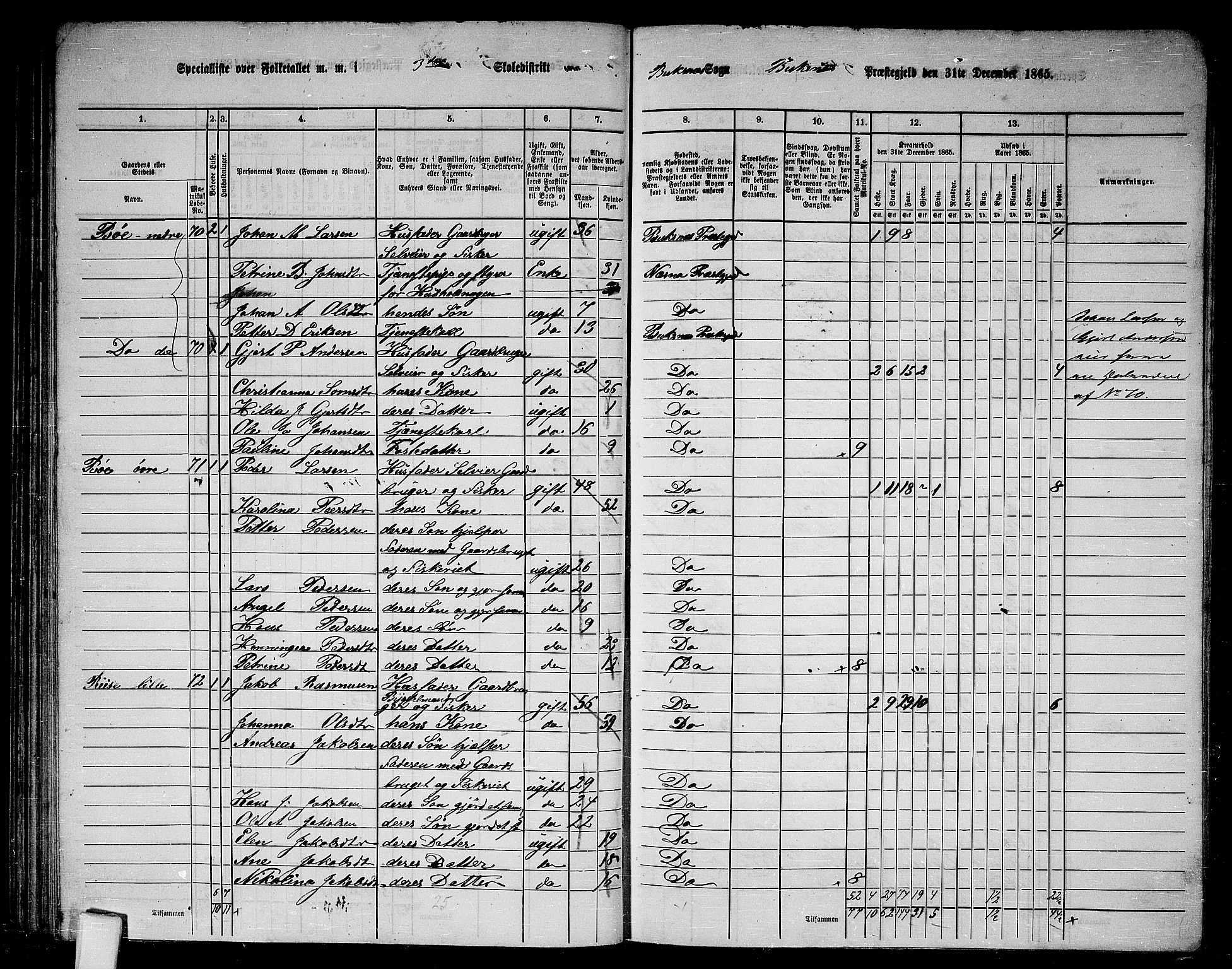 RA, 1865 census for Buksnes, 1865, p. 55