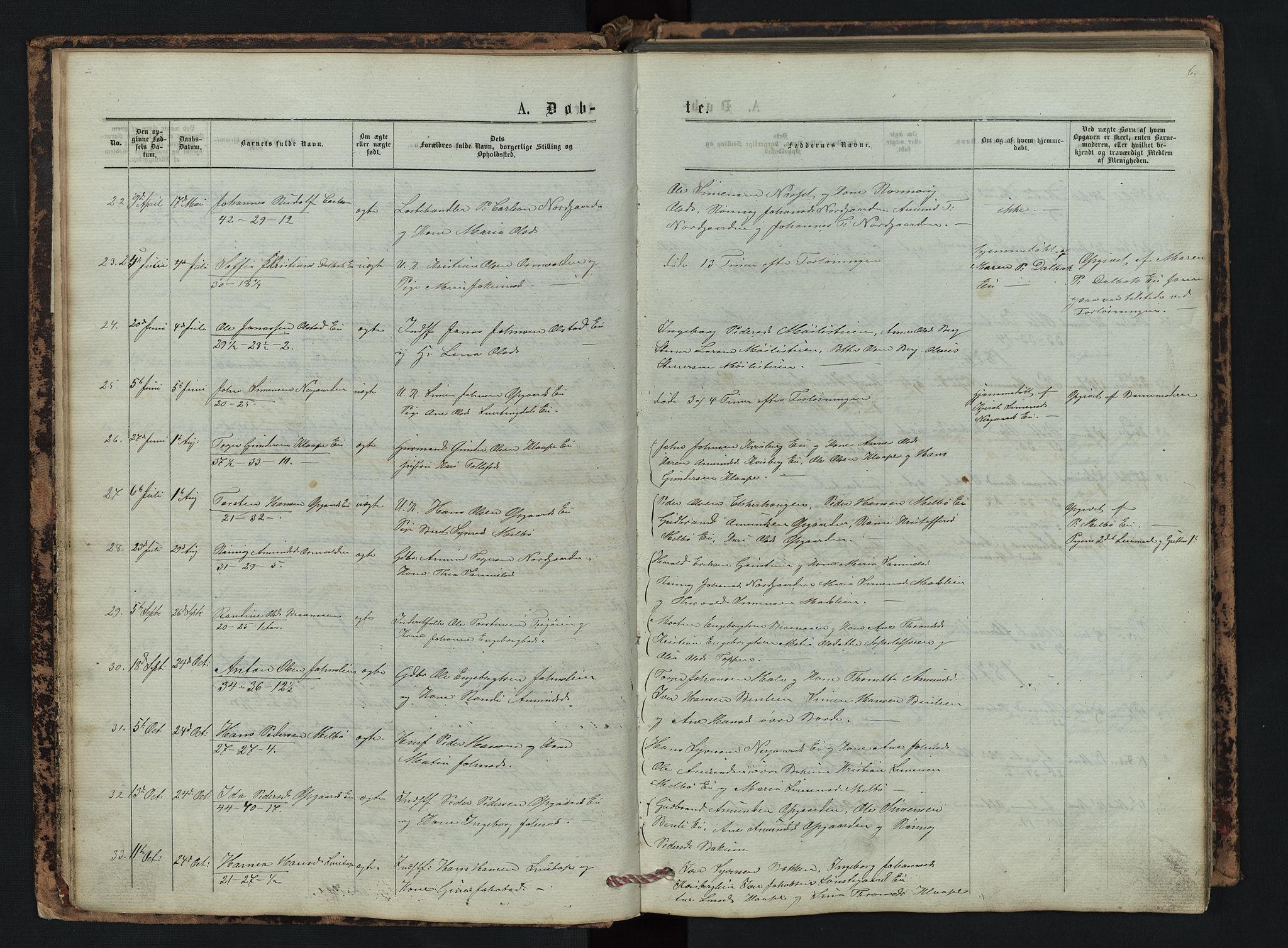 Vestre Gausdal prestekontor, SAH/PREST-094/H/Ha/Hab/L0002: Parish register (copy) no. 2, 1874-1897, p. 6