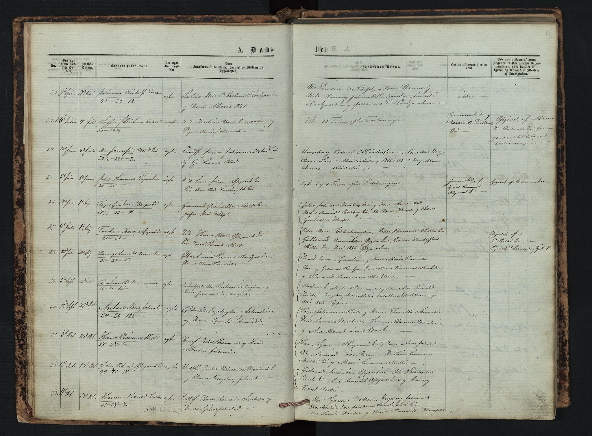 Vestre Gausdal prestekontor, AV/SAH-PREST-094/H/Ha/Hab/L0002: Parish register (copy) no. 2, 1874-1897, p. 6