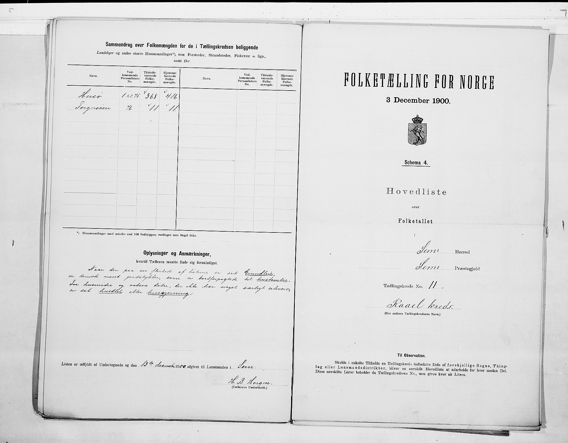 RA, 1900 census for Sem, 1900, p. 26