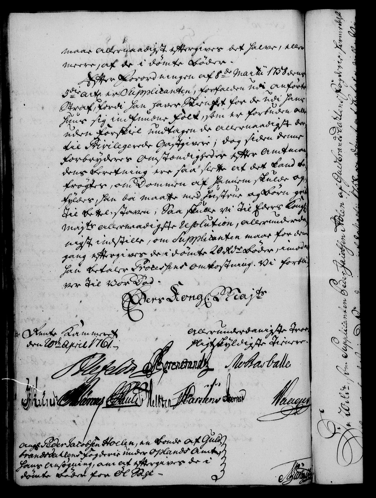 Rentekammeret, Kammerkanselliet, AV/RA-EA-3111/G/Gf/Gfa/L0043: Norsk relasjons- og resolusjonsprotokoll (merket RK 52.43), 1761, p. 165