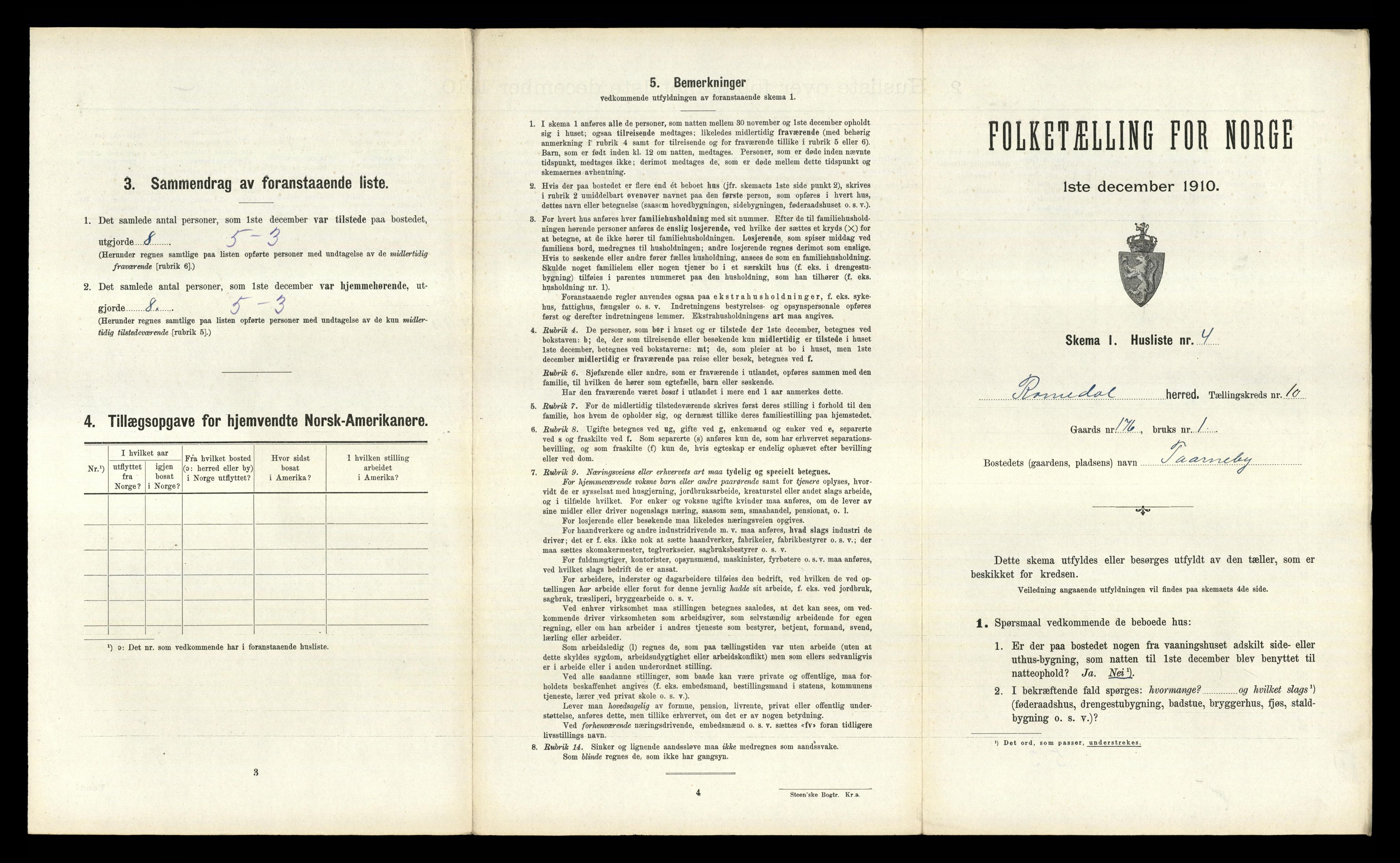 RA, 1910 census for Romedal, 1910, p. 1561