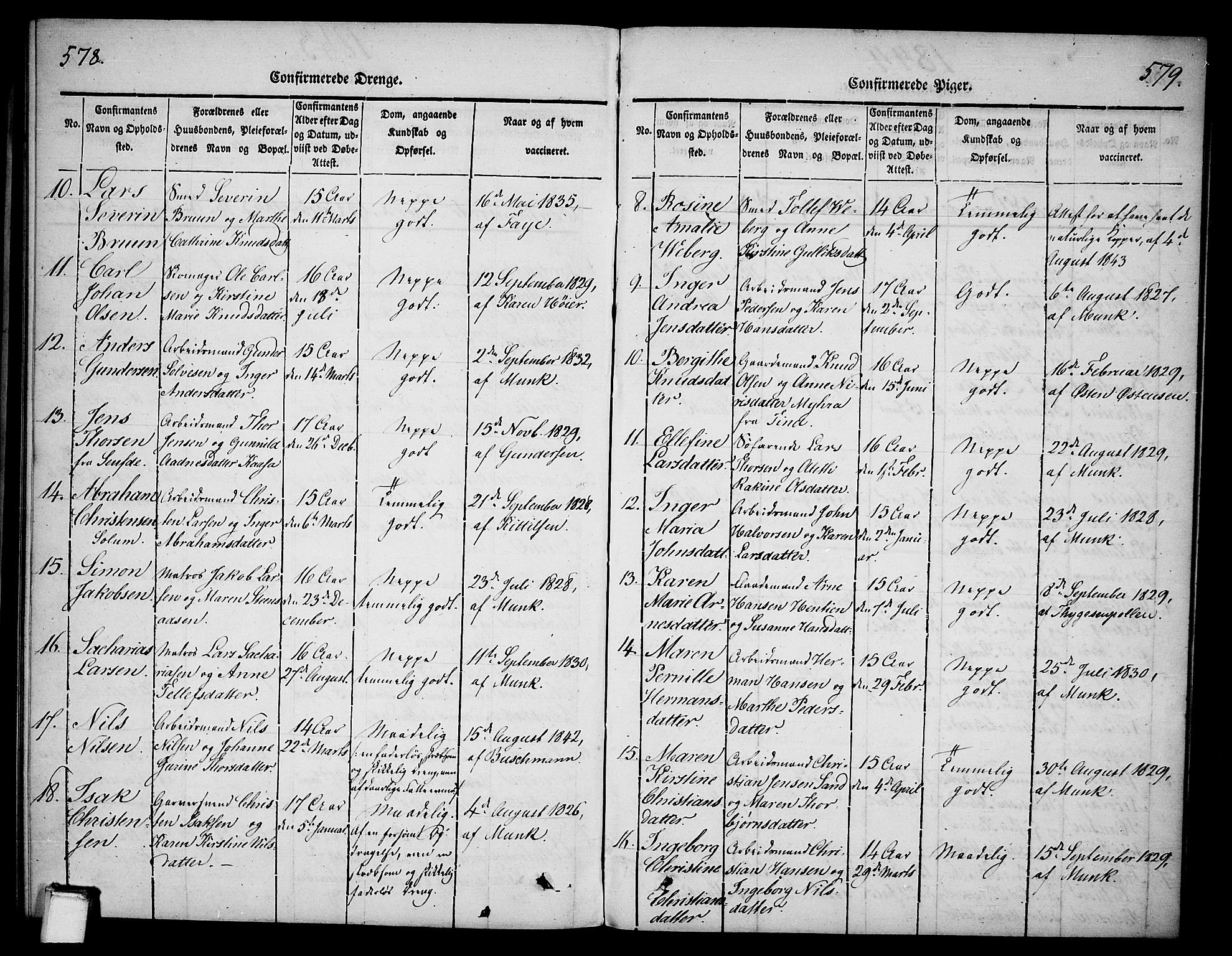 Skien kirkebøker, SAKO/A-302/G/Ga/L0003: Parish register (copy) no. 3, 1843-1847, p. 578-579