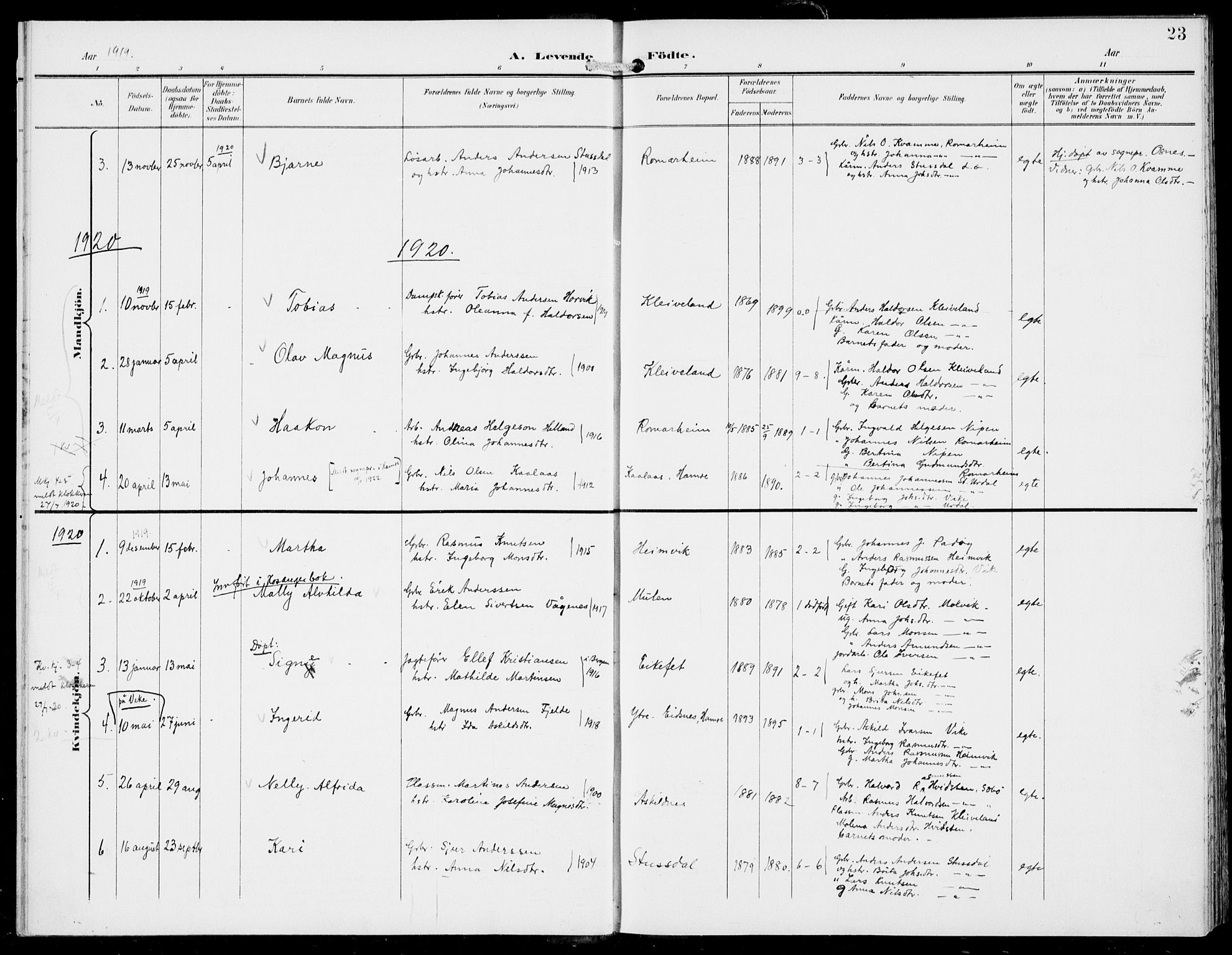 Hosanger sokneprestembete, SAB/A-75801/H/Haa: Parish register (official) no. D  1, 1896-1922, p. 23